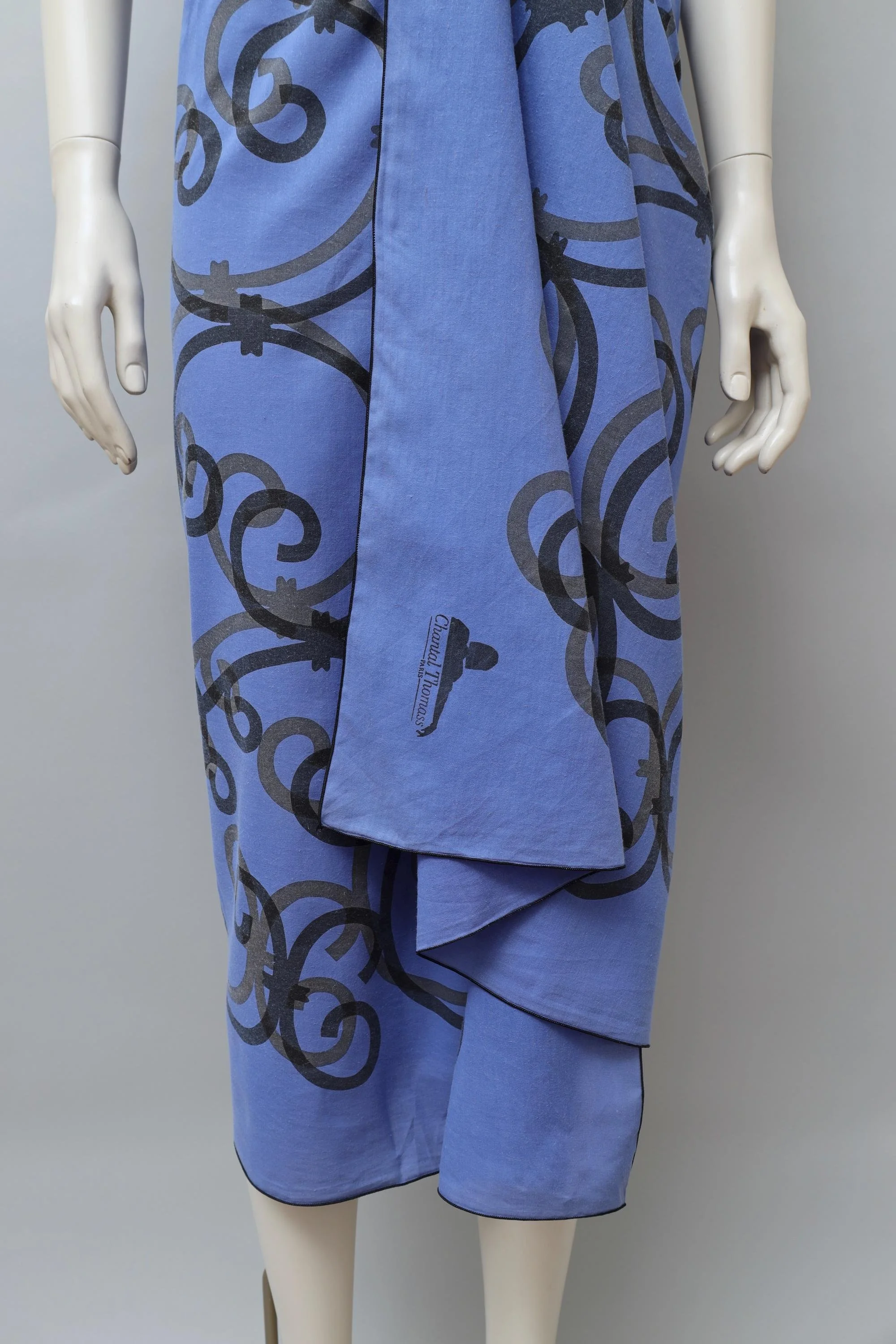 late 1980s / early 1990s Chantal Thomass periwinkle blue wrought iron design pareo logo