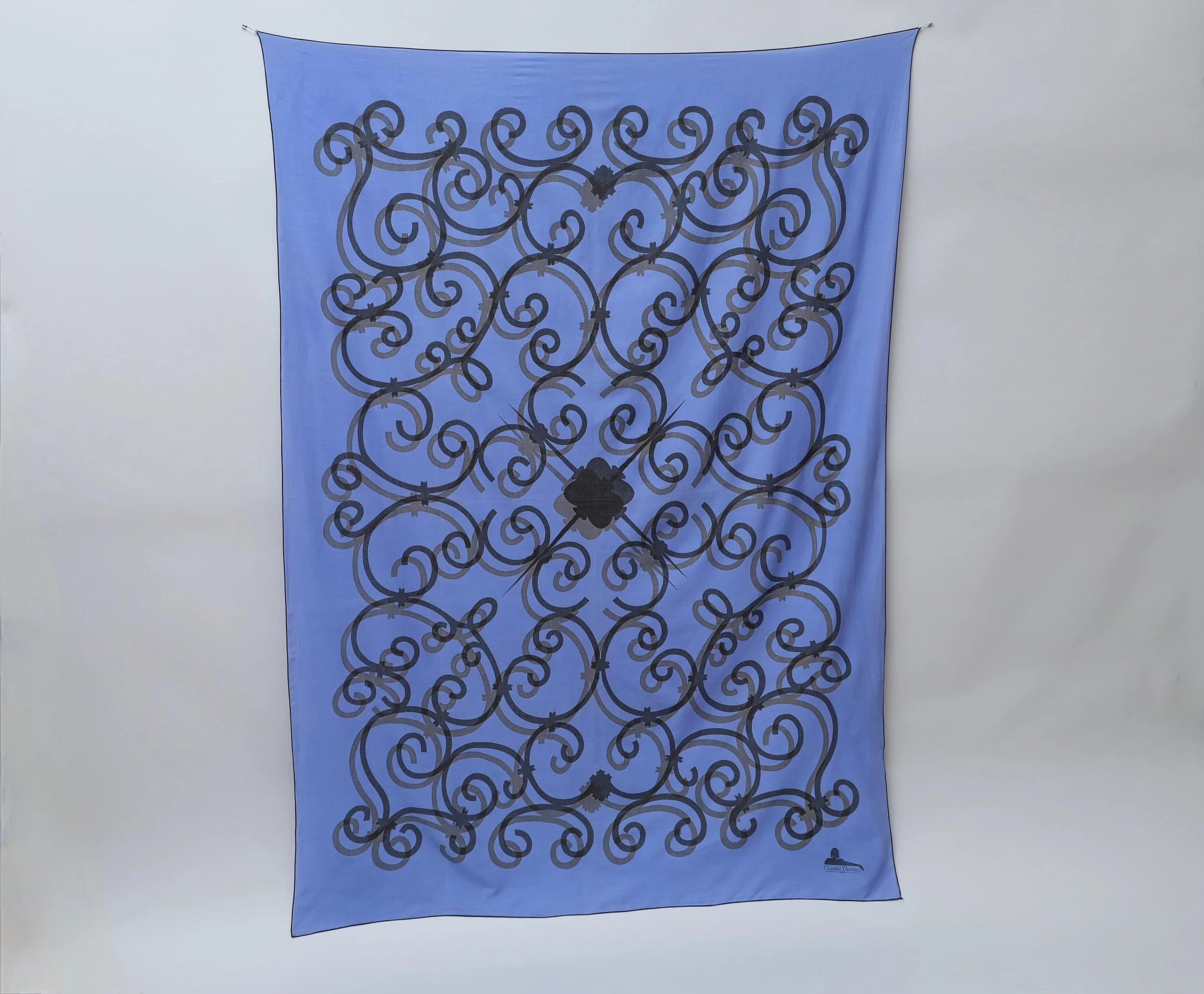 late 1980s / early 1990s Chantal Thomass periwinkle blue wrought iron design pareo