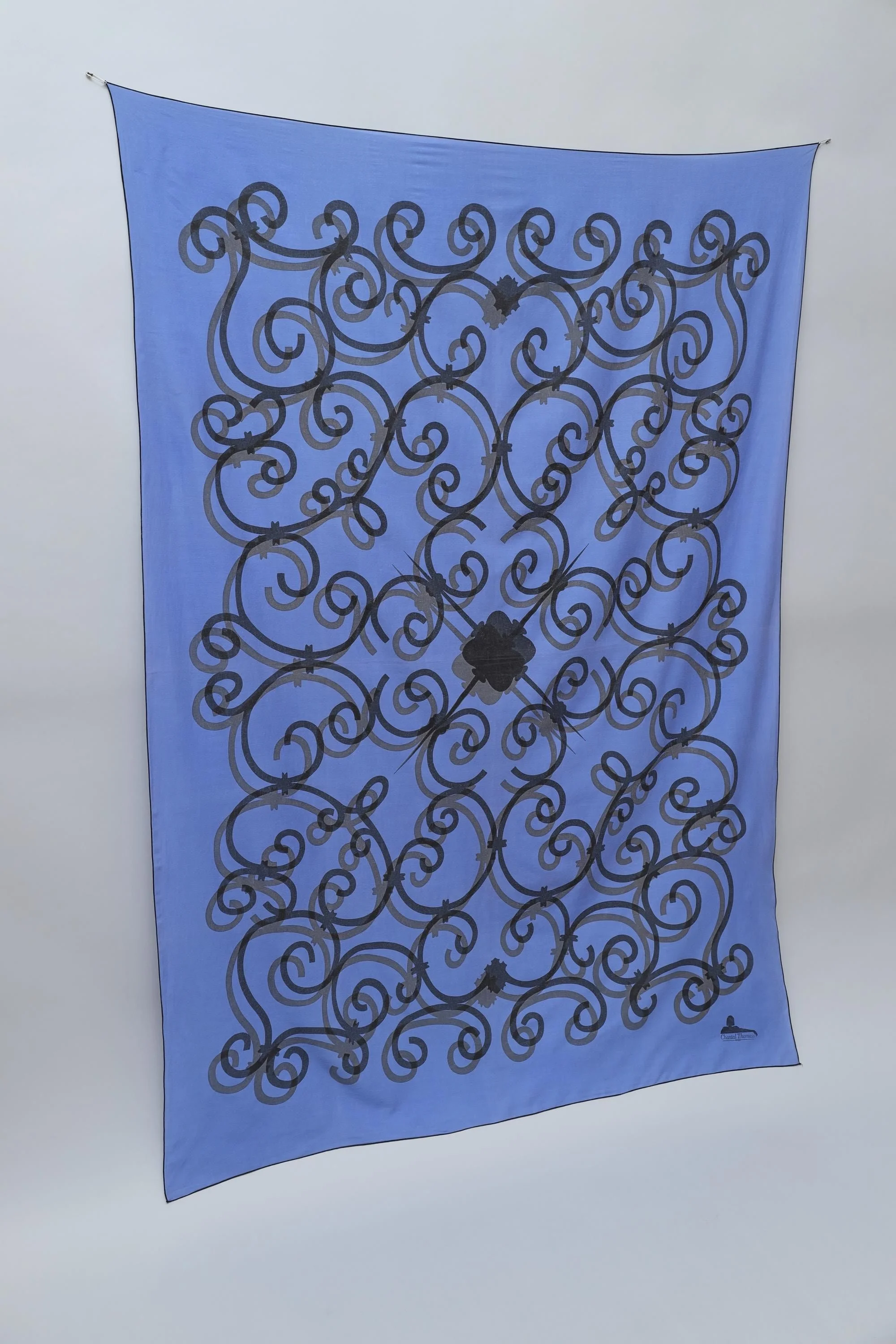 late 1980s / early 1990s Chantal Thomass periwinkle blue wrought iron design pareo