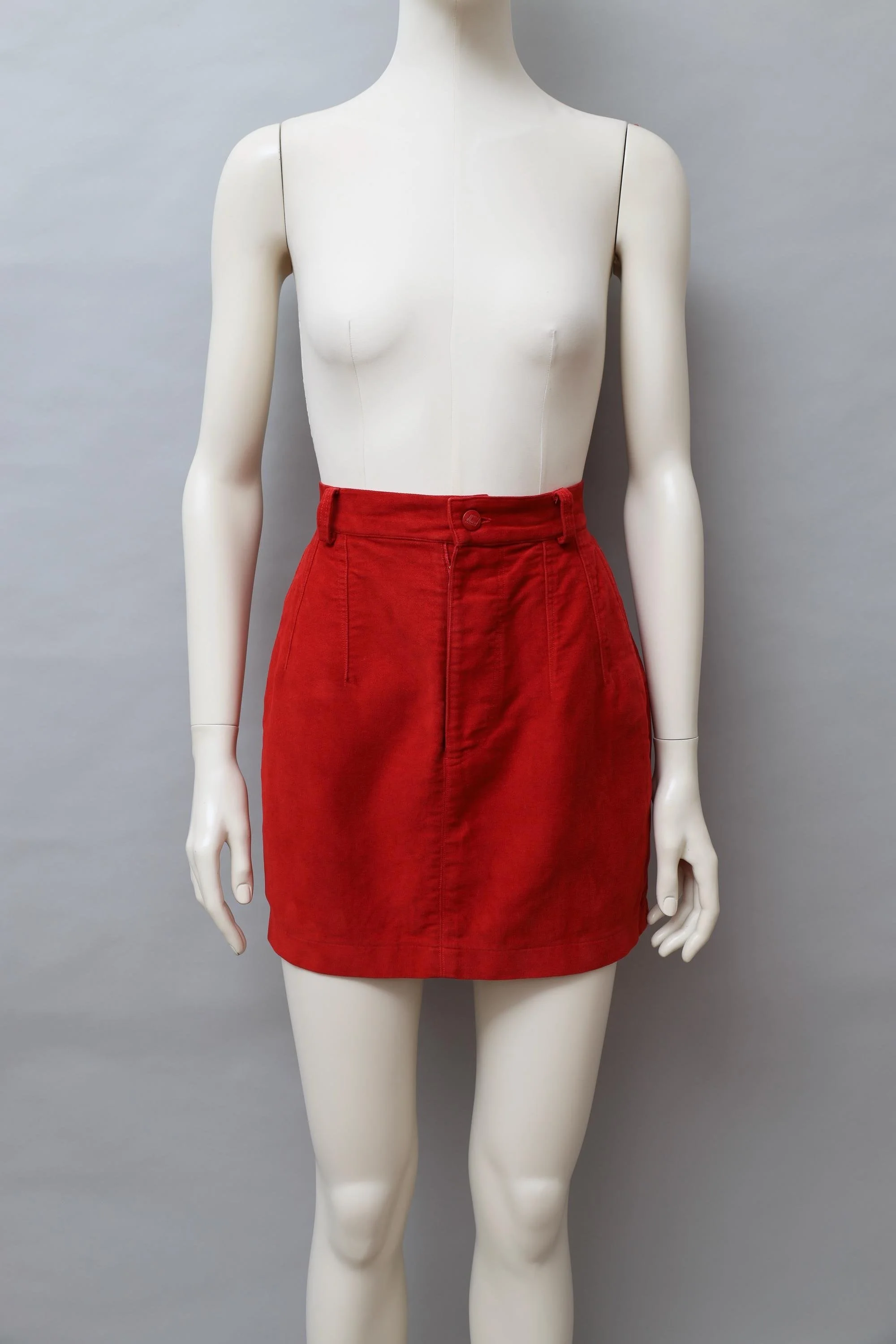 late 1980s Junior Gaultier red moleskin mini skirt