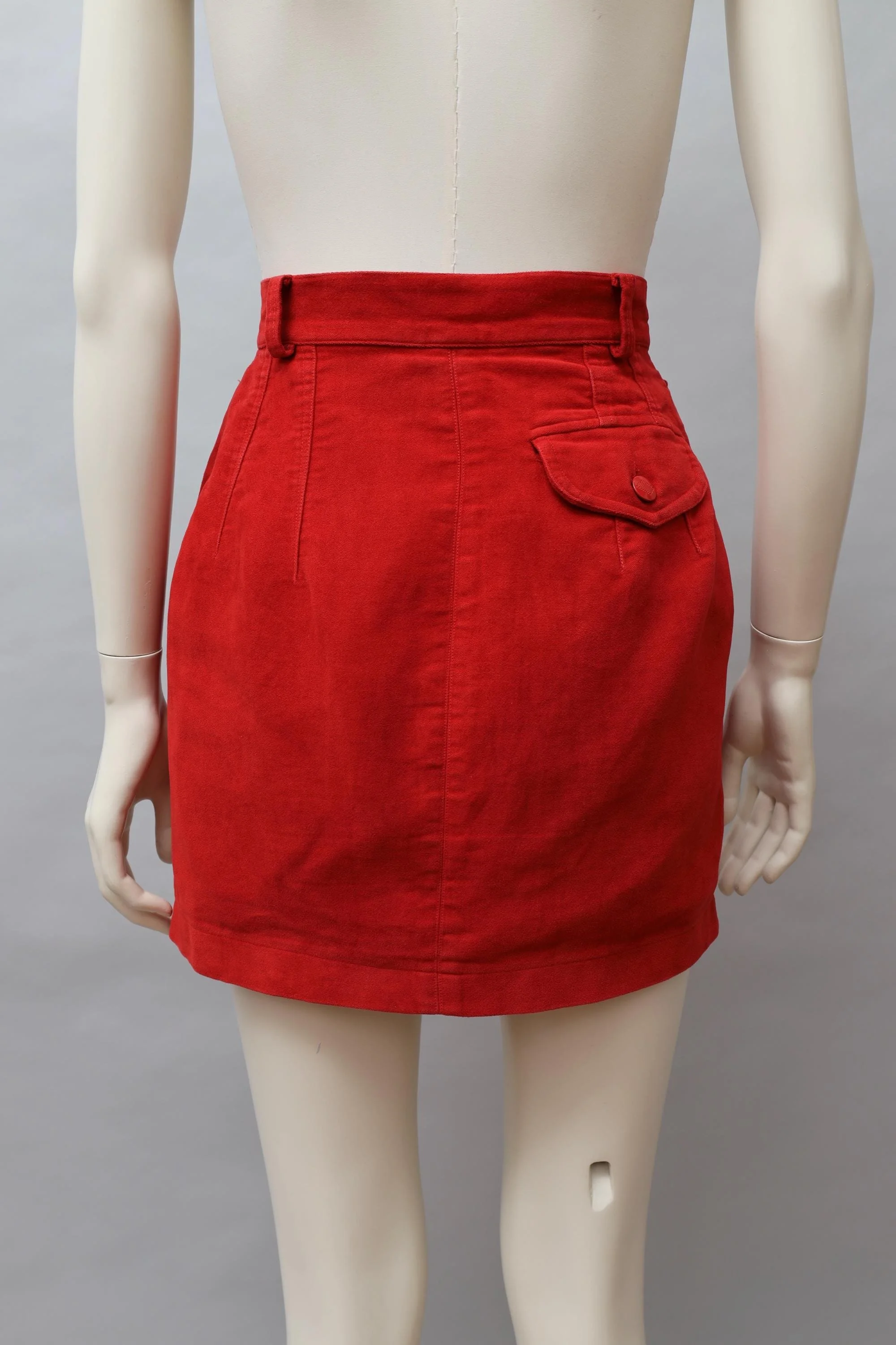 late 1980s Junior Gaultier red moleskin mini skirt