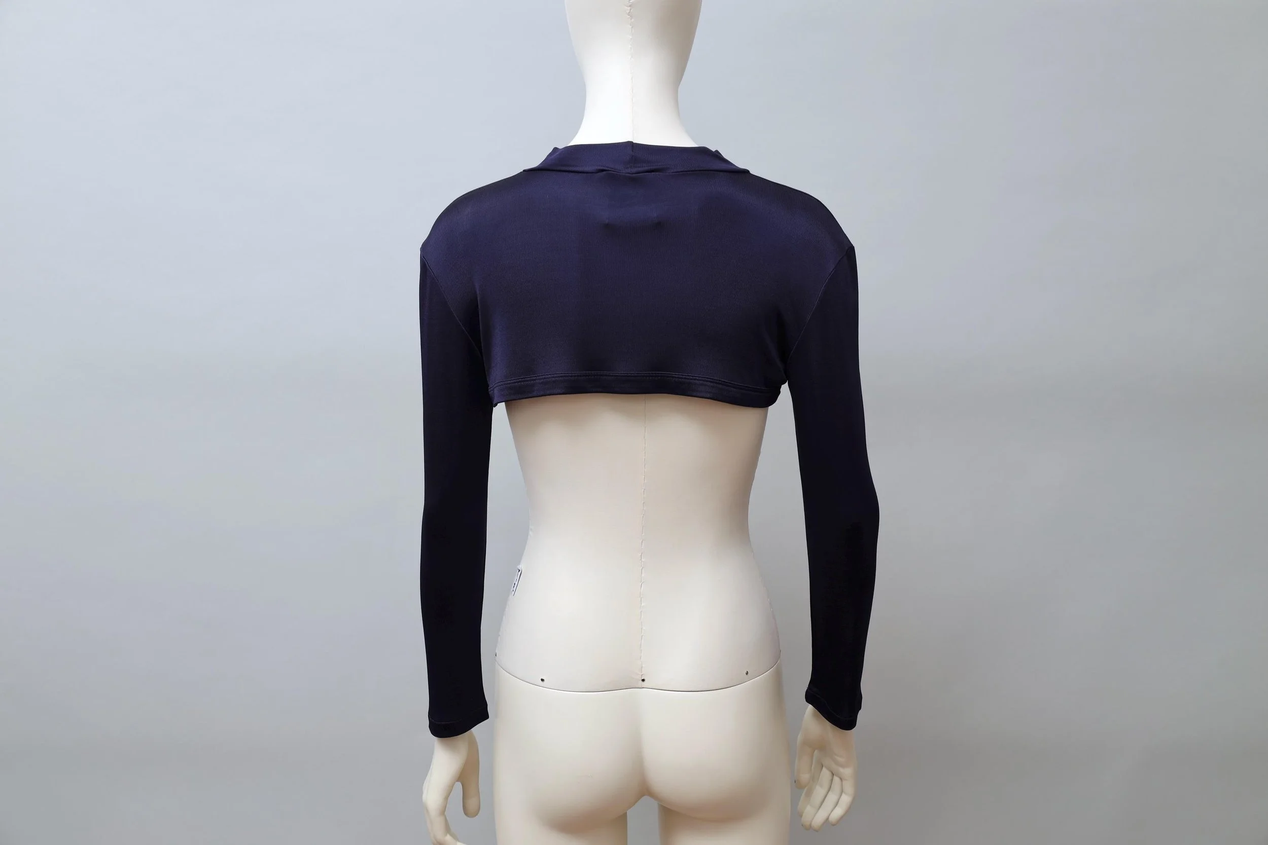 F/W 1990 Olivier Guillemin shiny midnight blue cropped top
