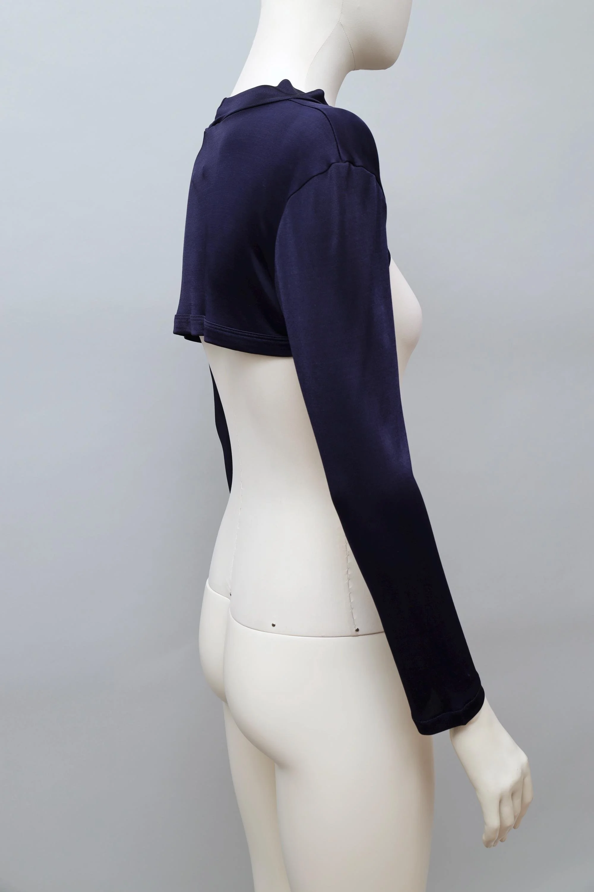 F/W 1990 Olivier Guillemin shiny midnight blue cropped top