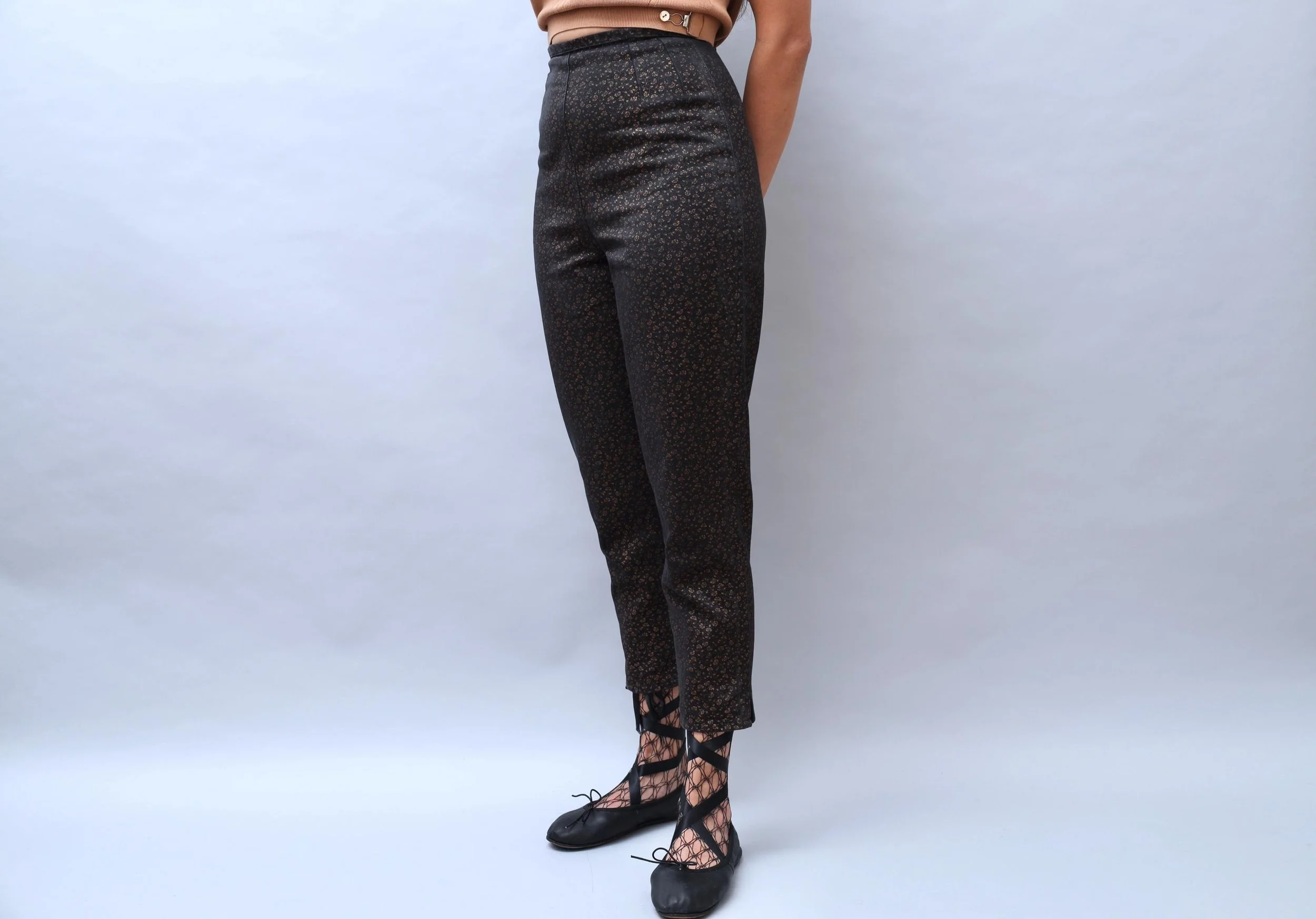 S/S 1989 Junior Gaultier by Jean Paul Gaultier copper floral print pants