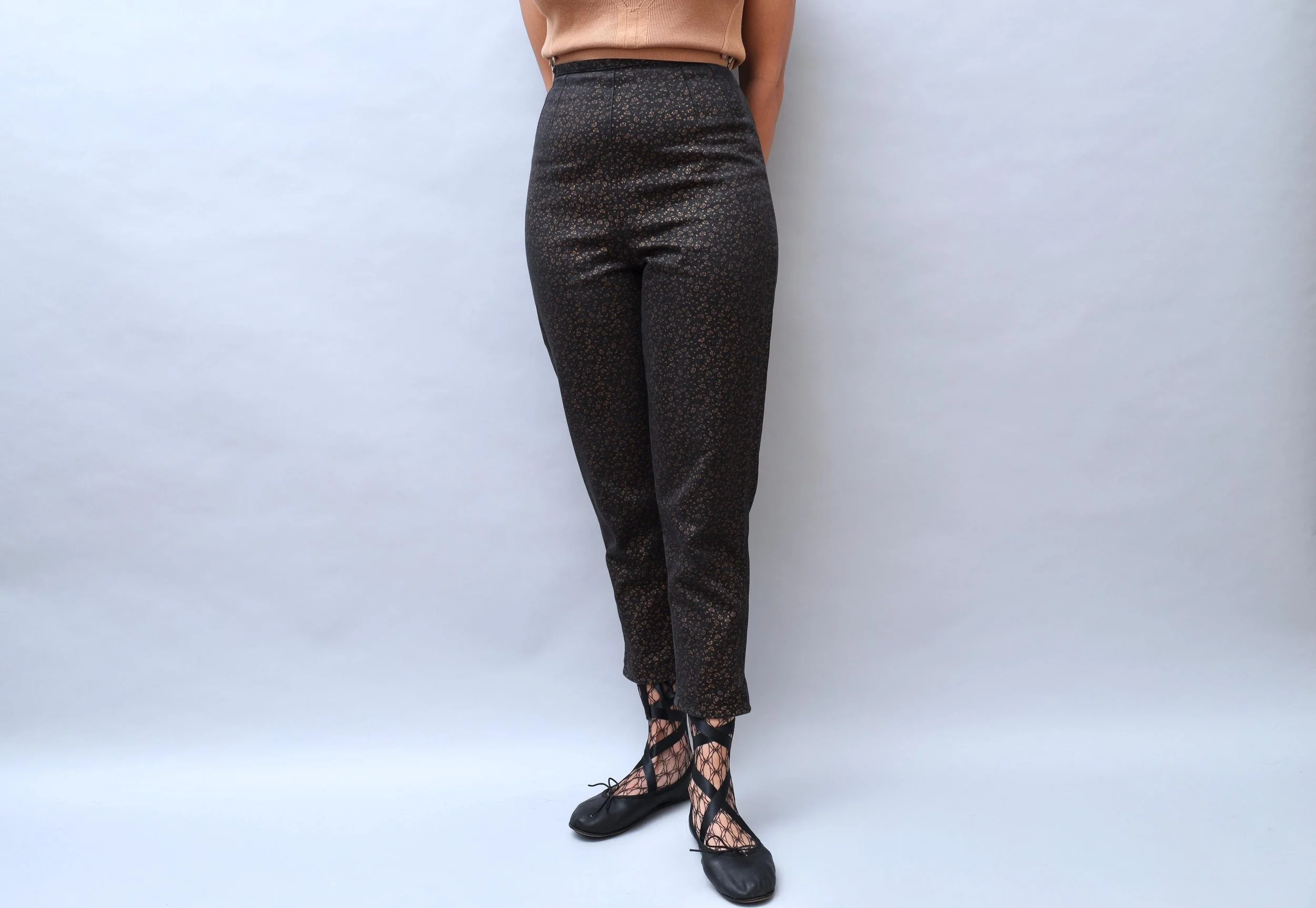 S/S 1989 Junior Gaultier by Jean Paul Gaultier copper floral print pants