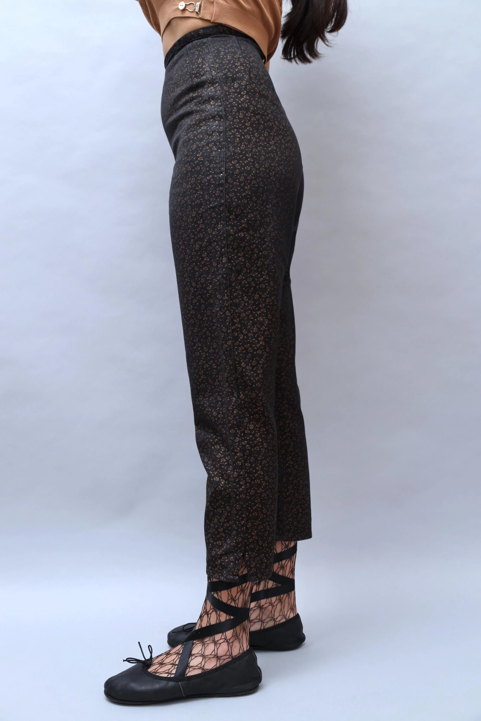 S/S 1989 Junior Gaultier by Jean Paul Gaultier copper floral print pants
