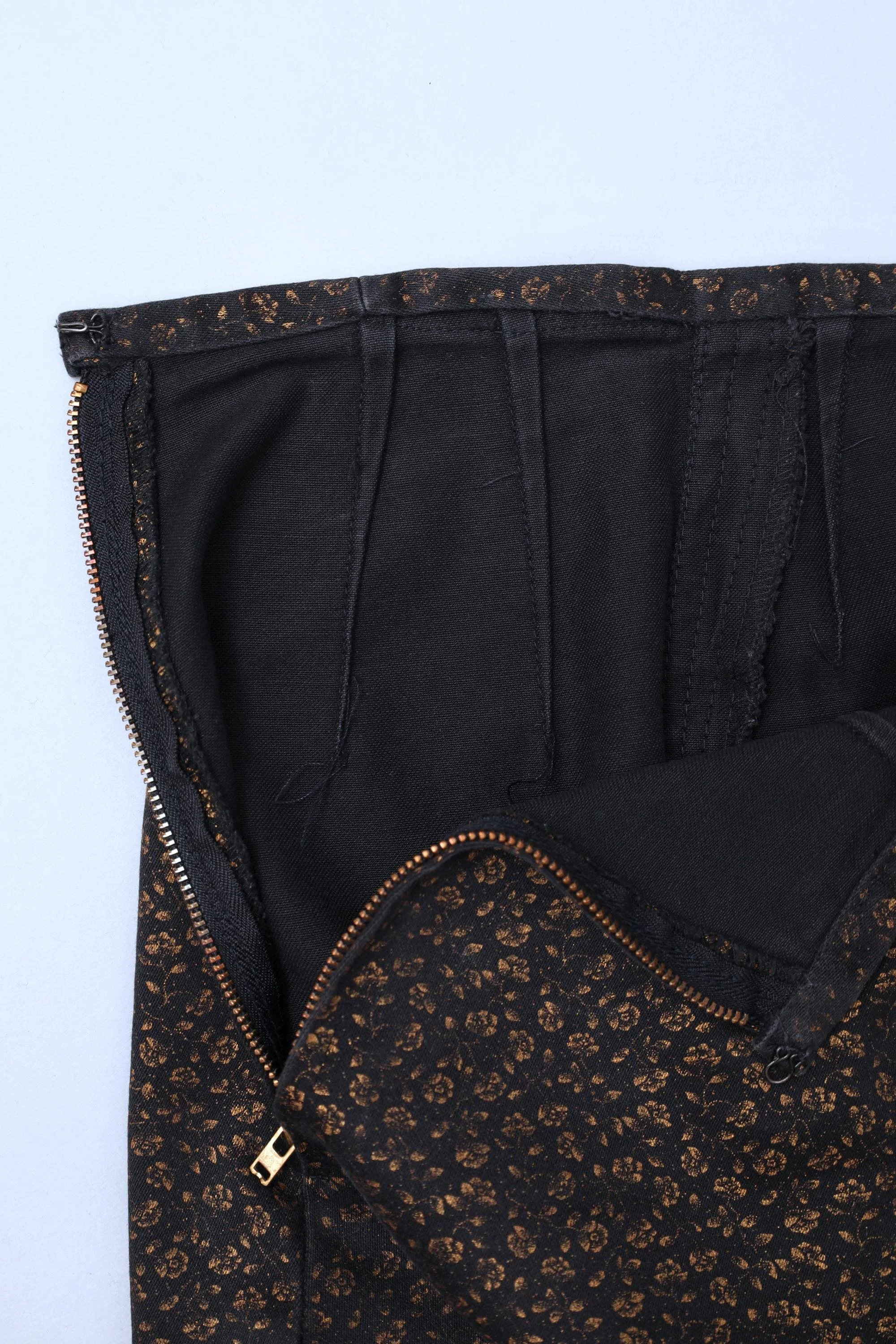 copper floral print pants lining