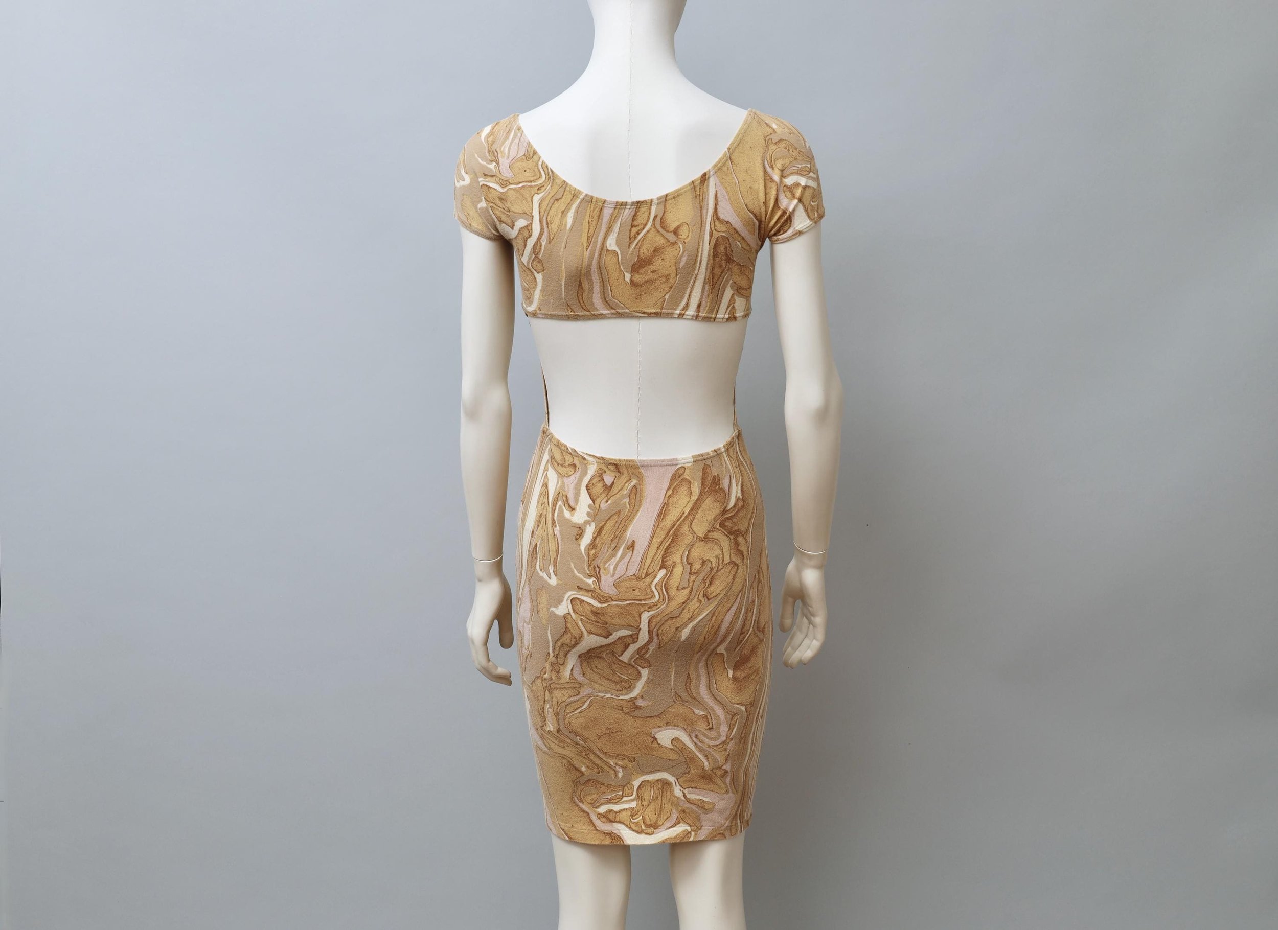 late 1980s / early 1990s Michel Klein marbled paper cut out dress