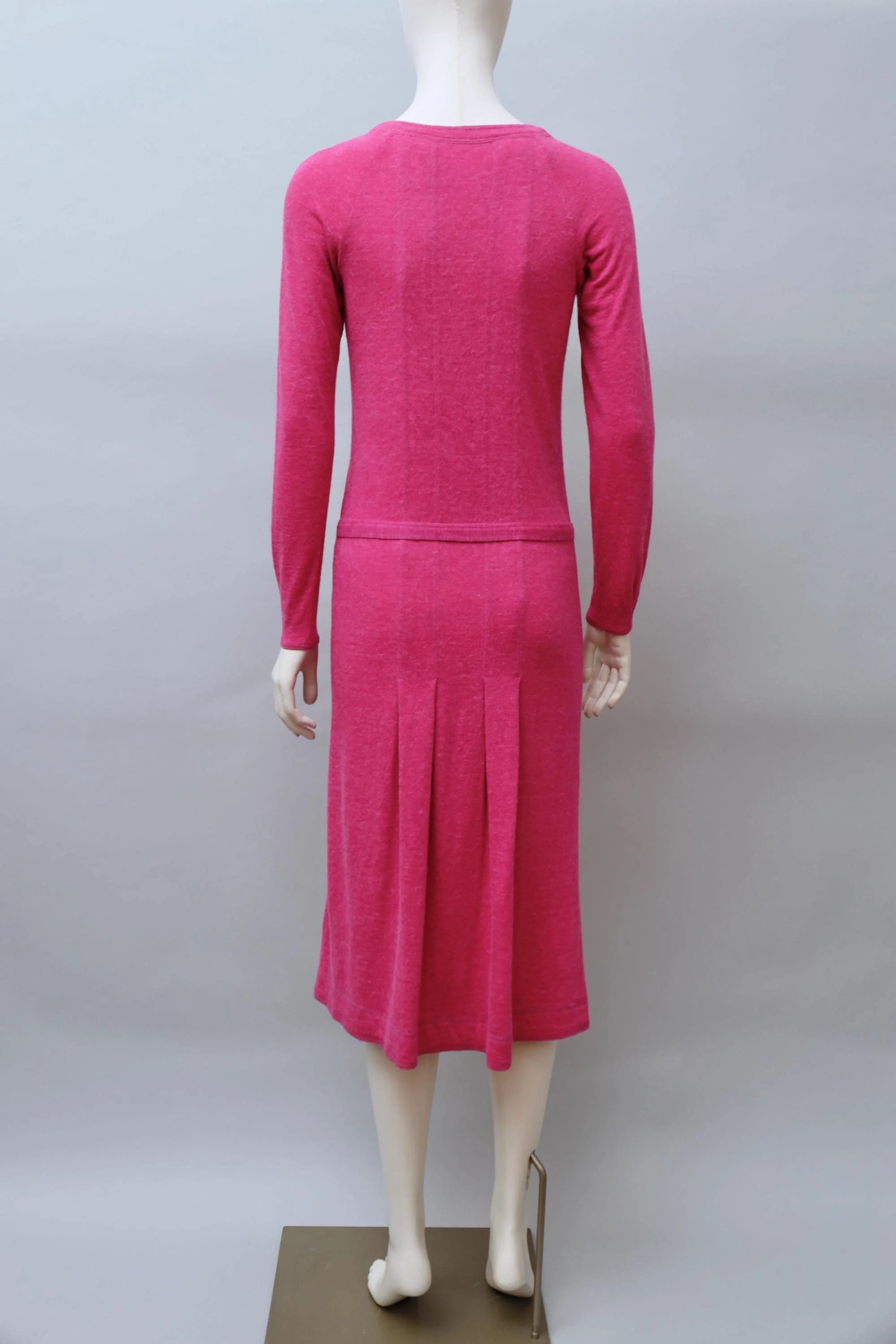 early 1970s Jean Muir pink wool angora blend art deco dress