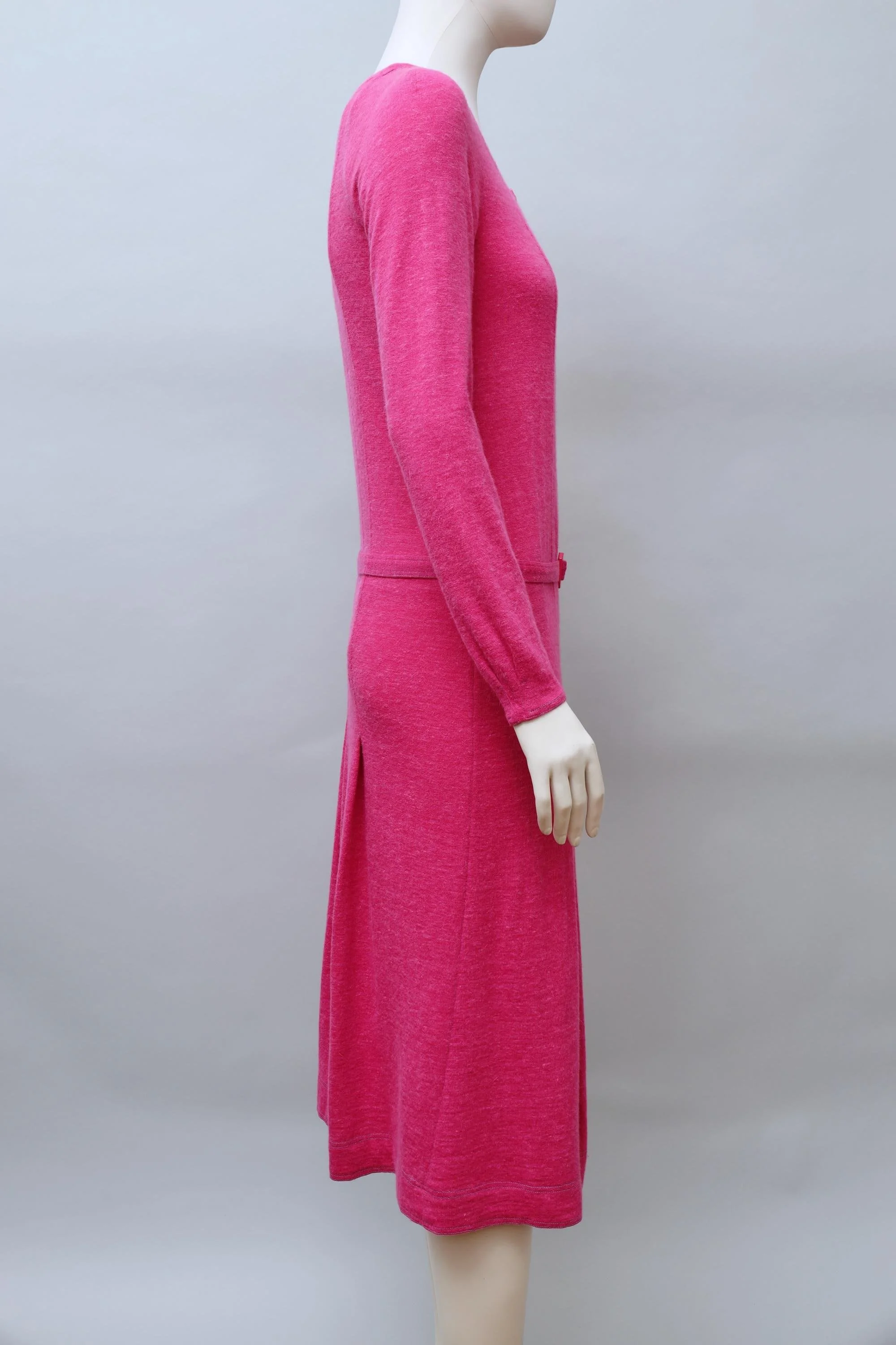 early 1970s Jean Muir pink wool angora blend art deco dress
