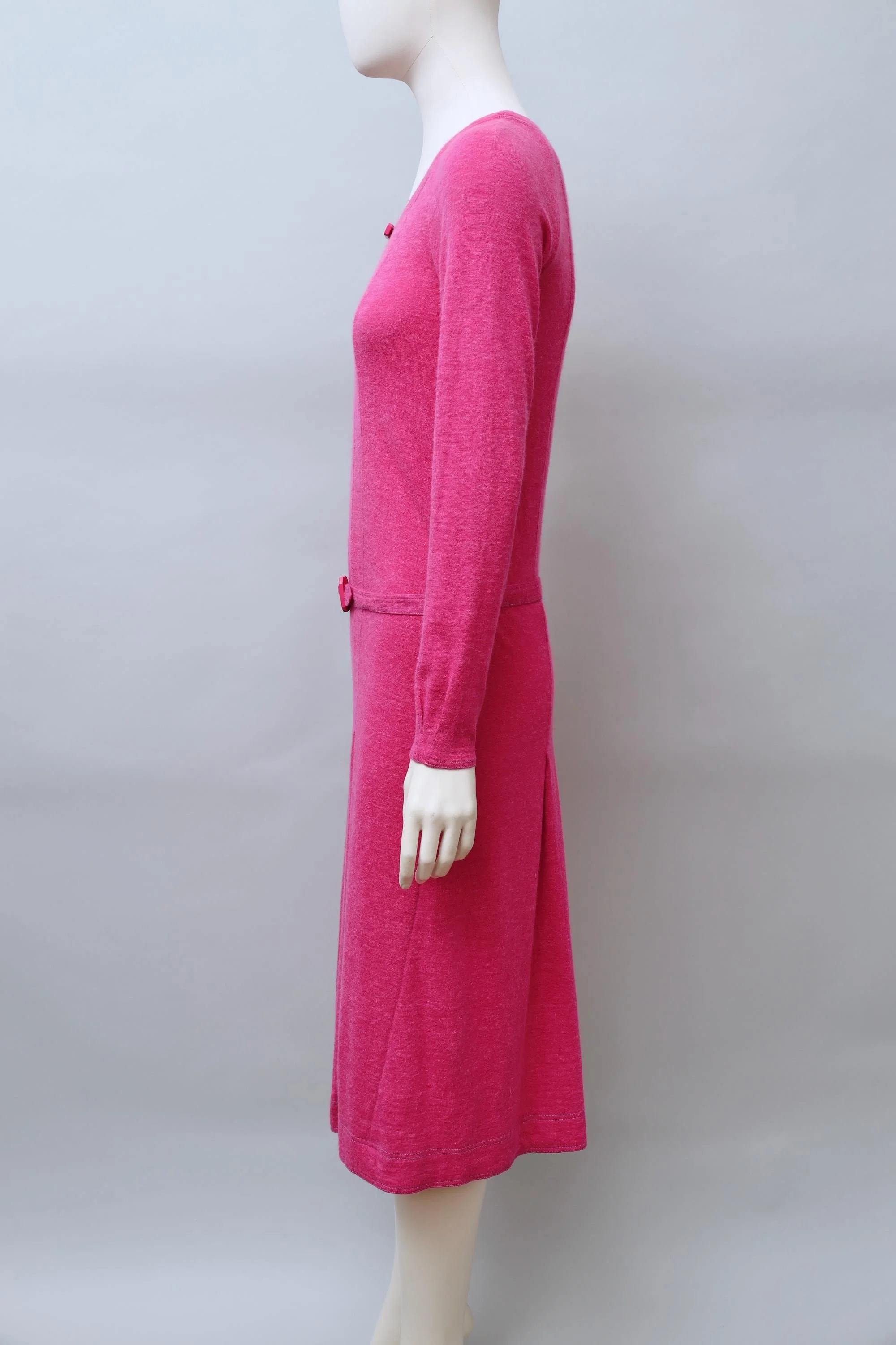 early 1970s Jean Muir pink wool angora blend art deco dress