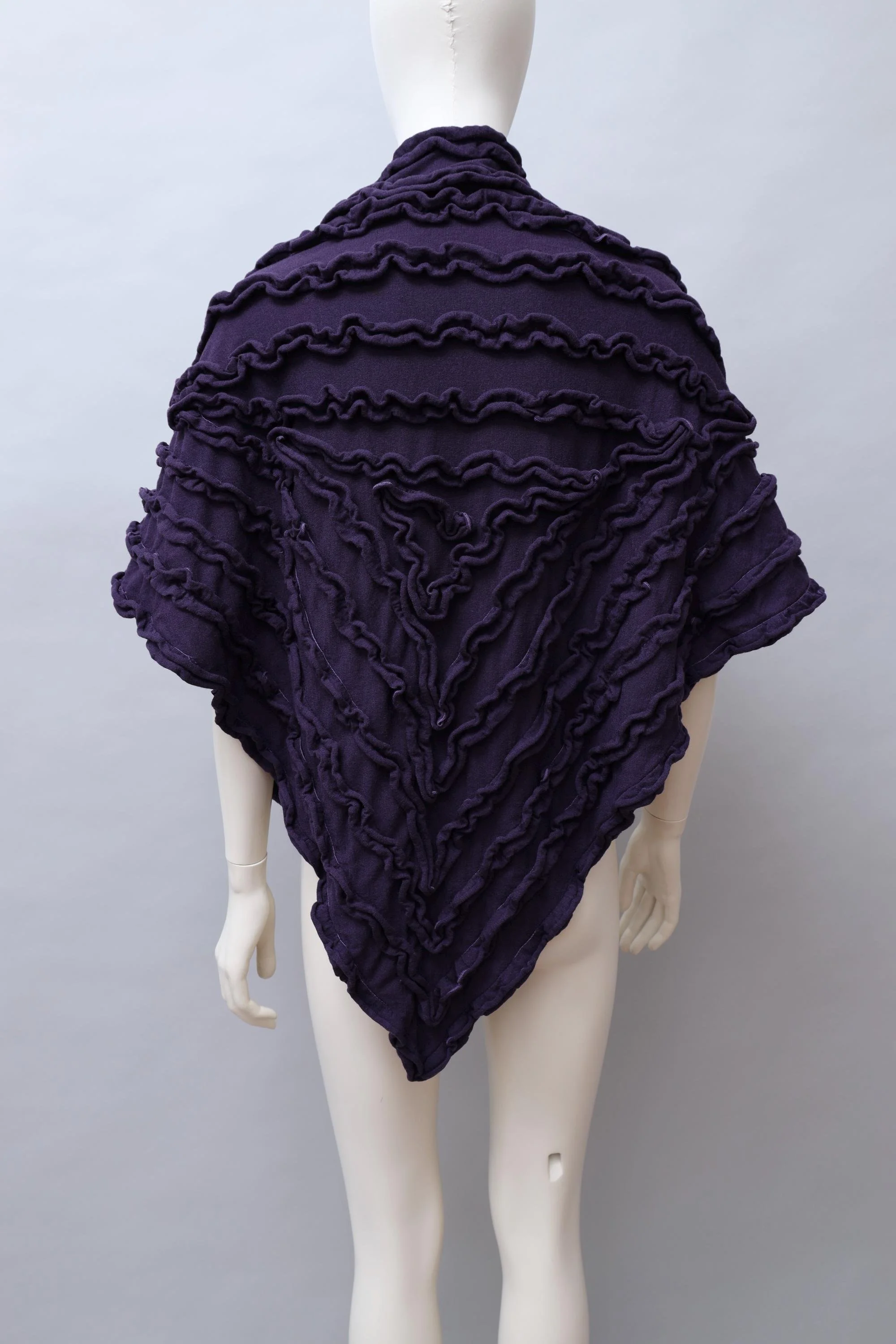 early 1980s Chantal Thomass dark violet wool ruffle triangle shawl