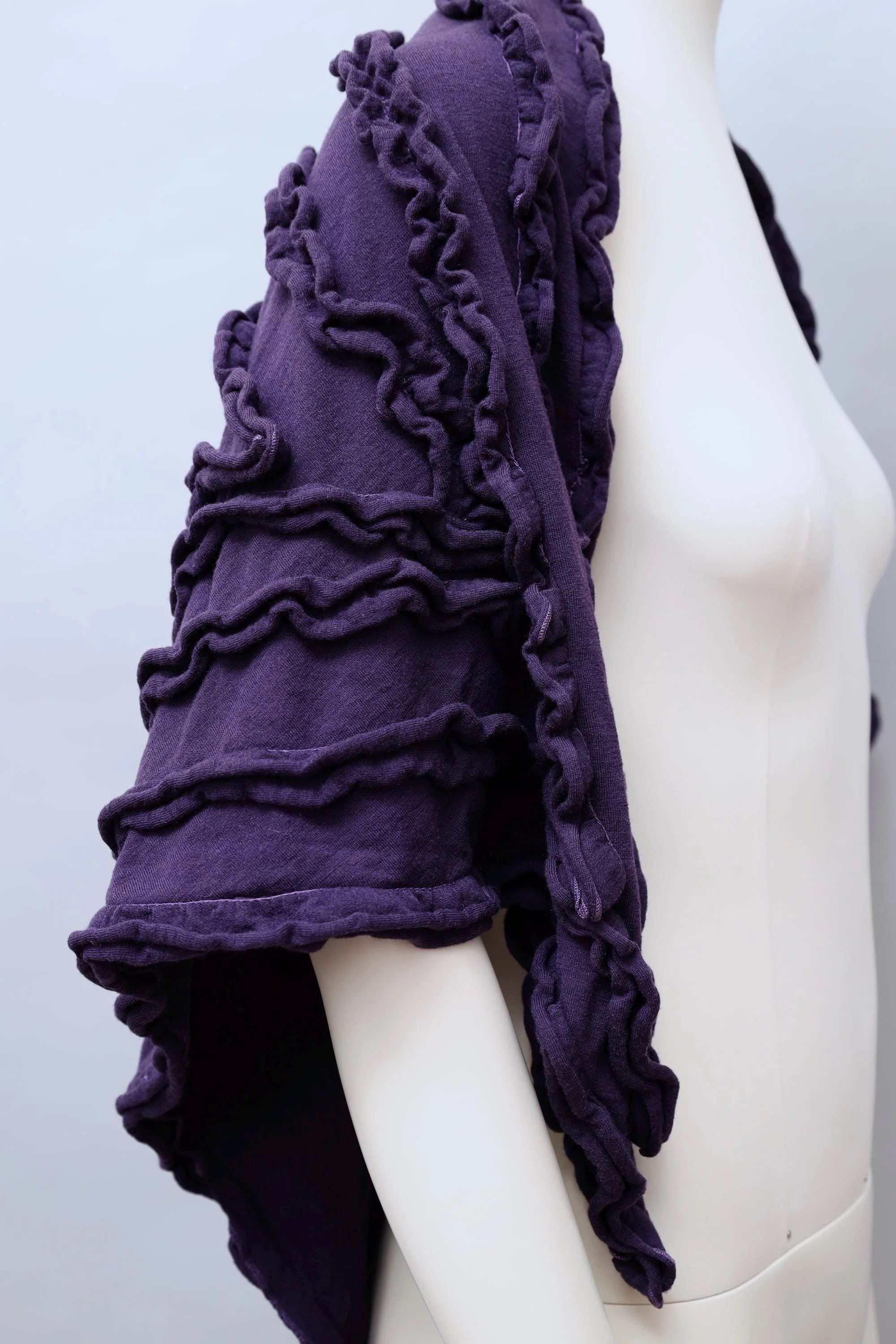 early 1980s Chantal Thomass dark violet wool ruffle triangle shawl