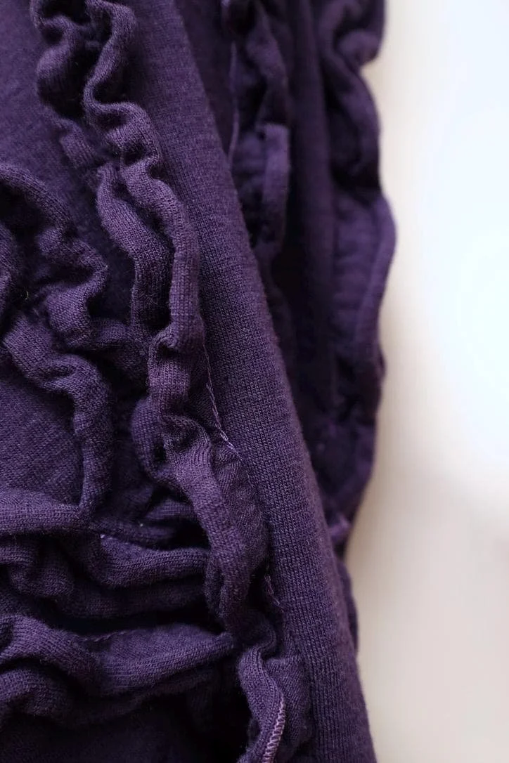 early 1980s Chantal Thomass dark violet wool ruffle triangle shawl