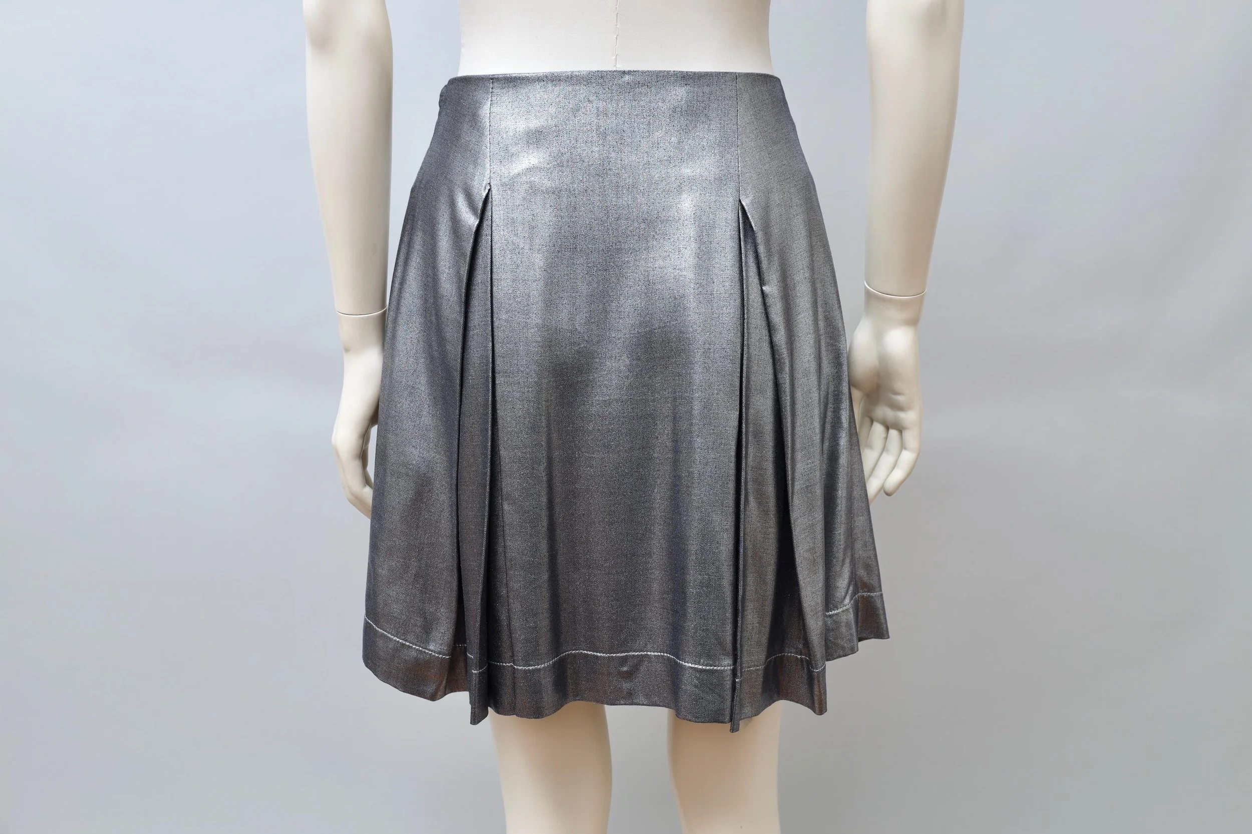 2000s Vivienne Westwood Anglomania liquid silver pleated skirt