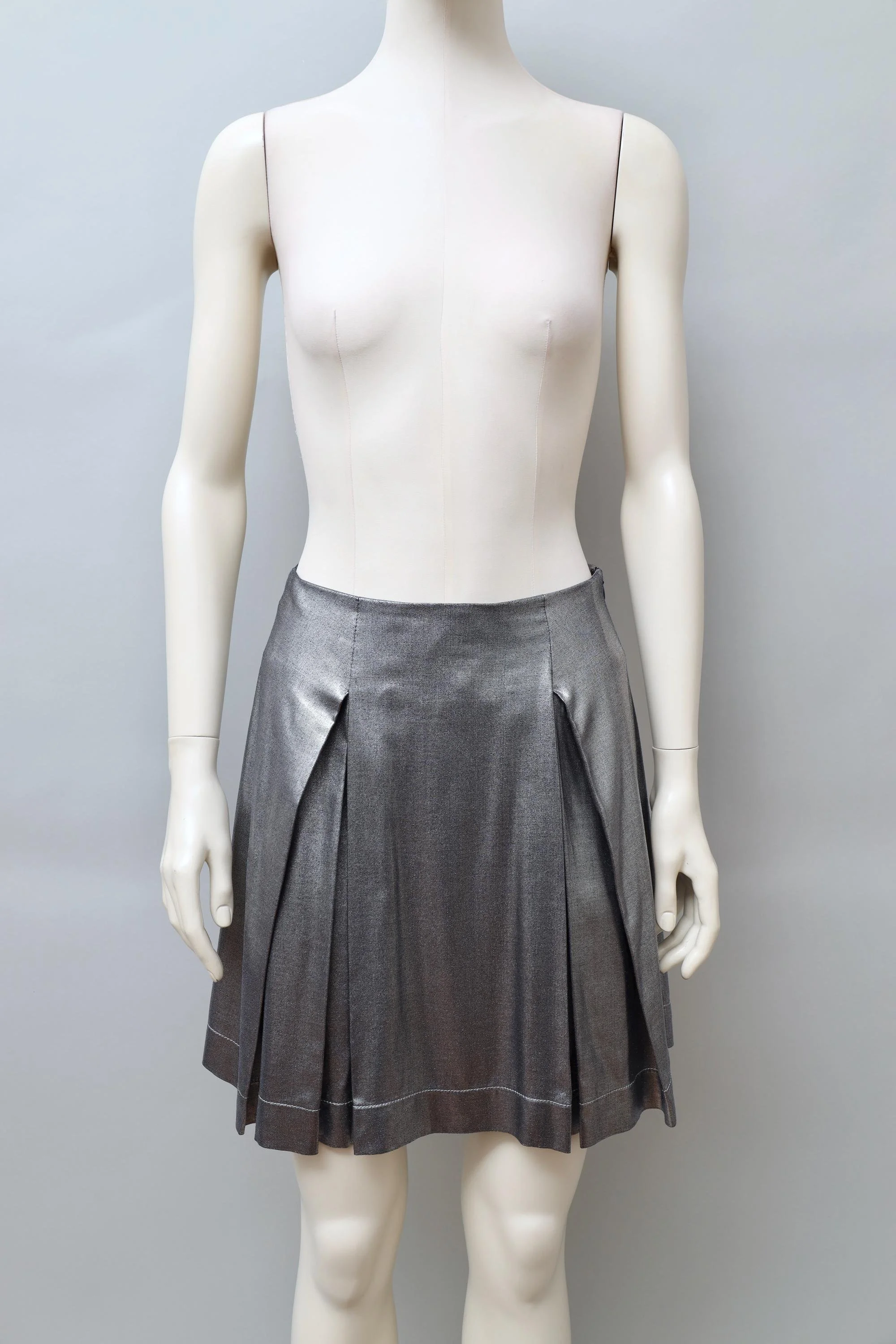 2000s Vivienne Westwood Anglomania liquid silver pleated skirt
