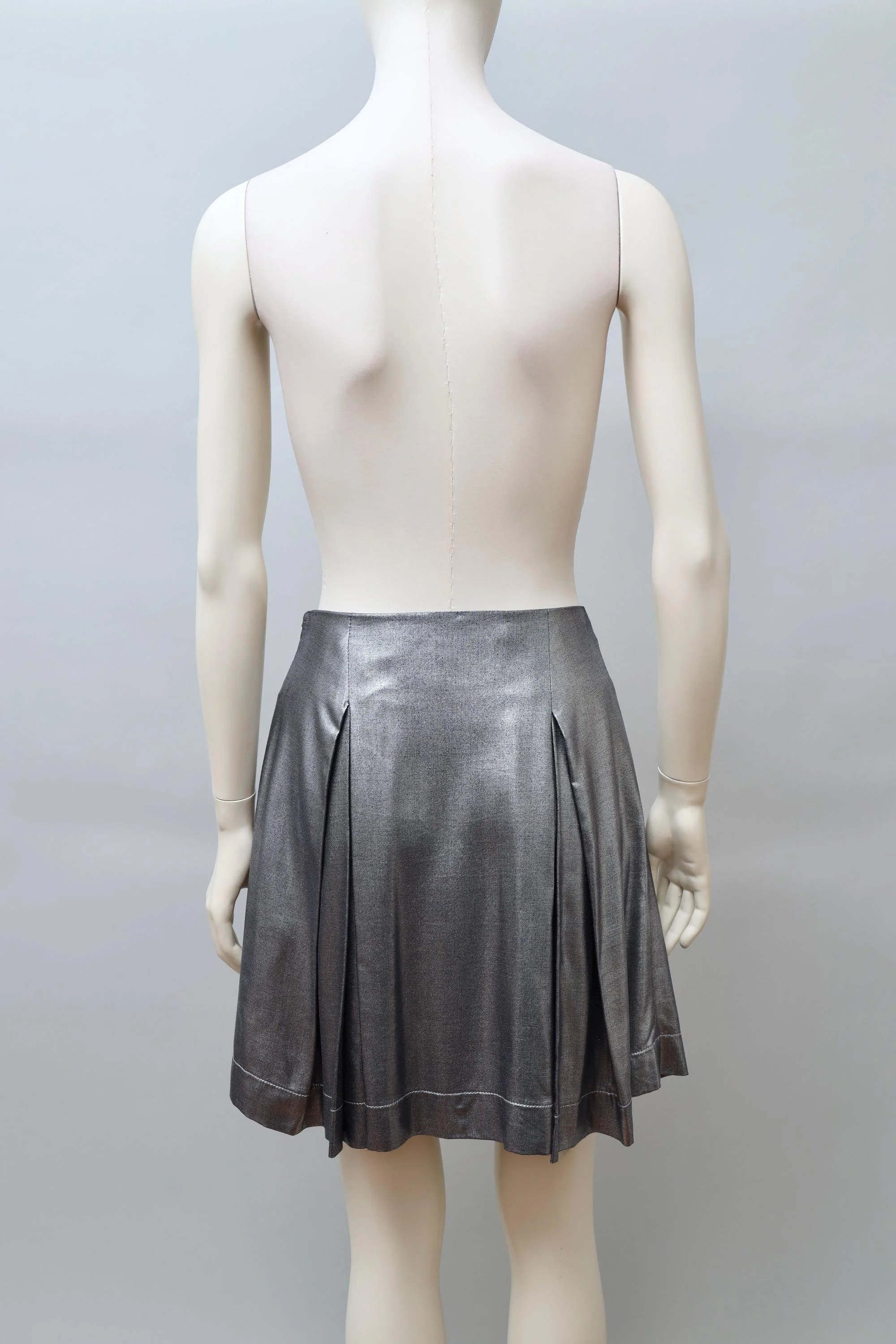 2000s Vivienne Westwood Anglomania liquid silver pleated skirt