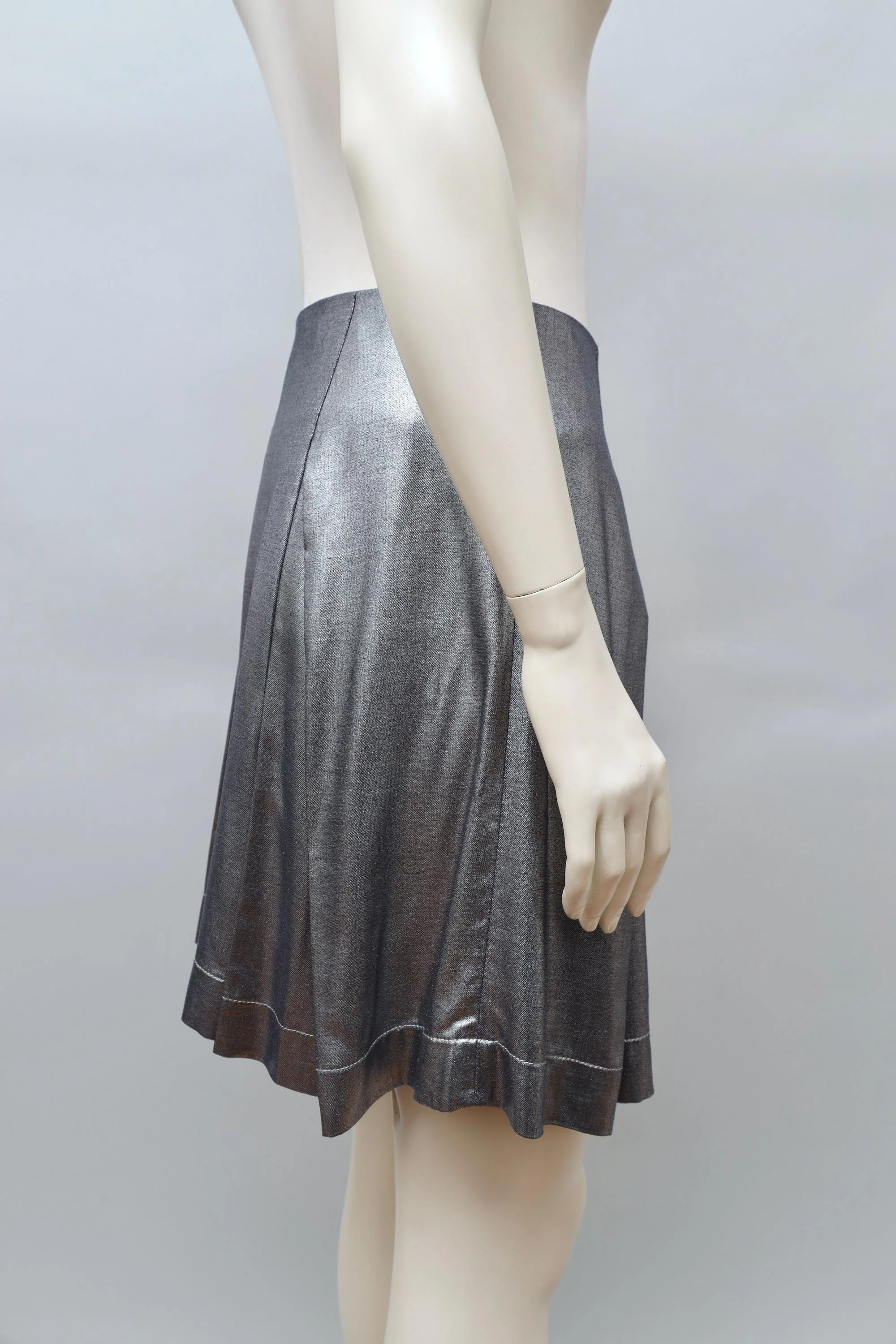 2000s Vivienne Westwood Anglomania liquid silver pleated skirt
