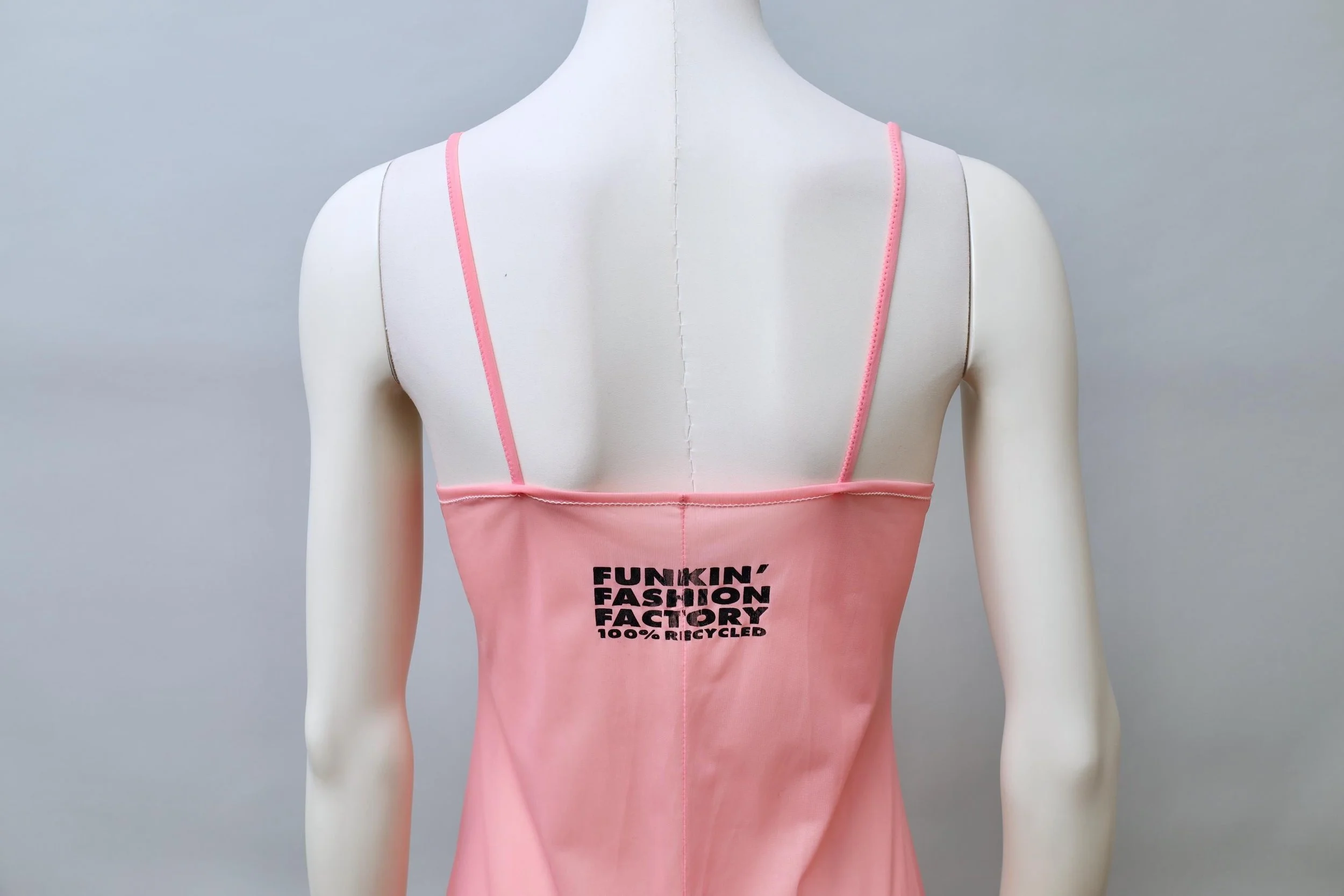 late 1990s / early 2000s Xuly Bët salmon pink nylon slip dress logo print
