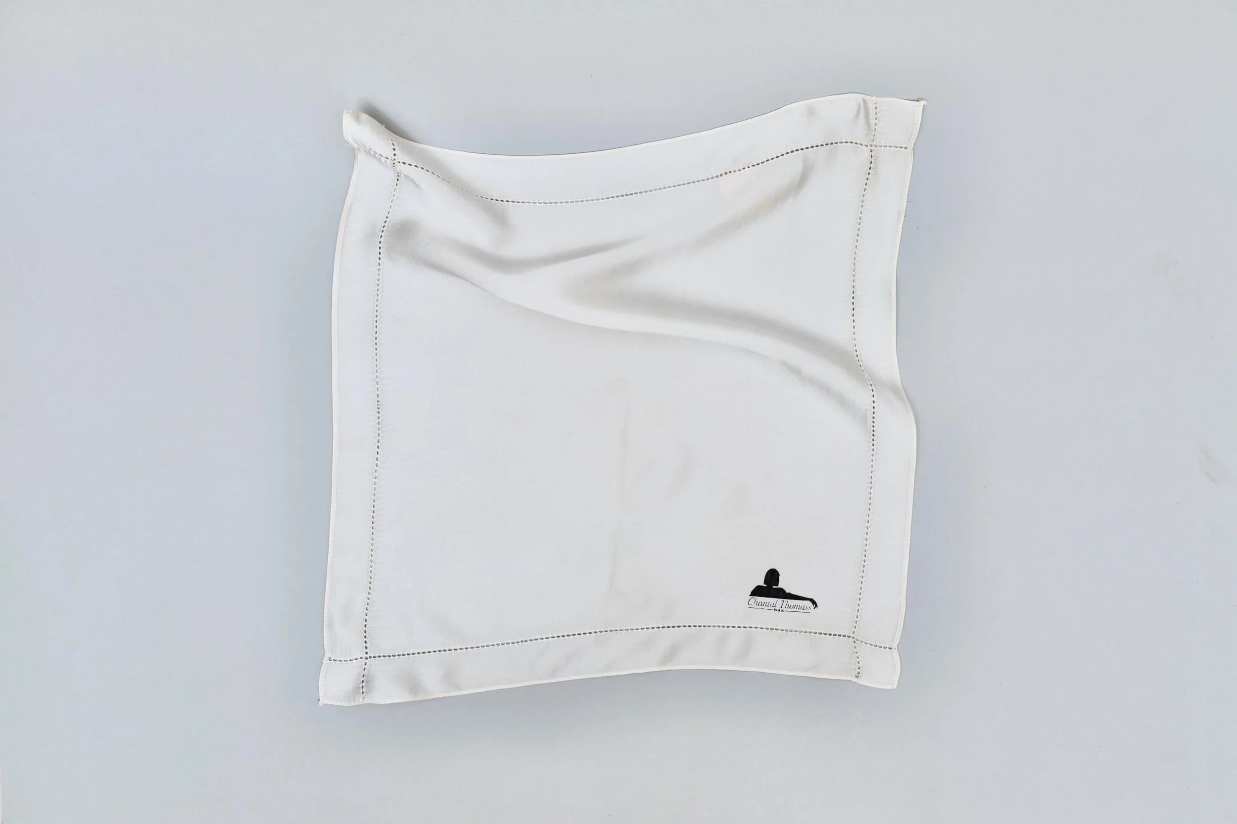 1980s Chantal Thomass ivory silk square handkerchief