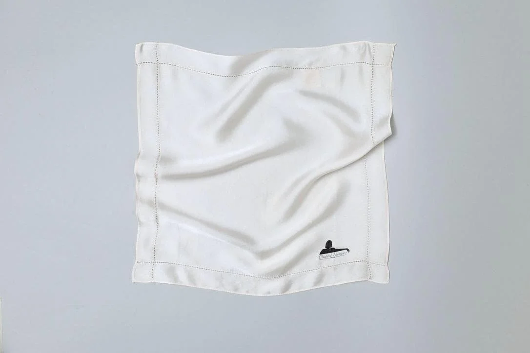 1980s Chantal Thomass ivory silk square handkerchief