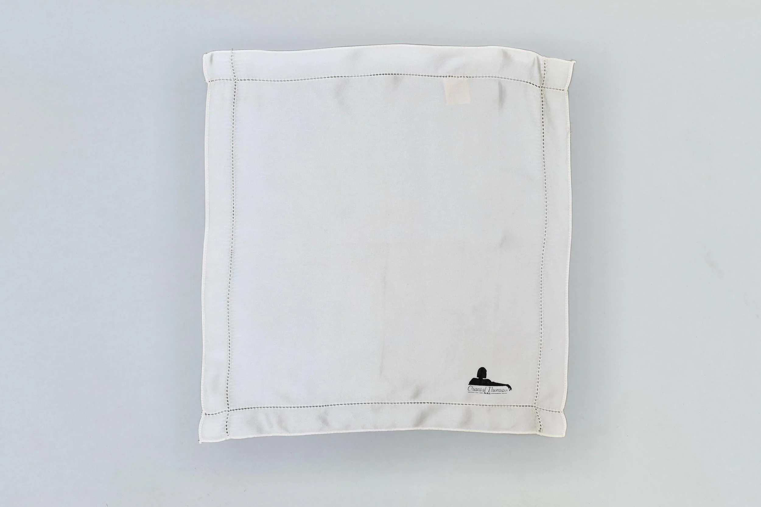 1980s Chantal Thomass ivory silk square handkerchief