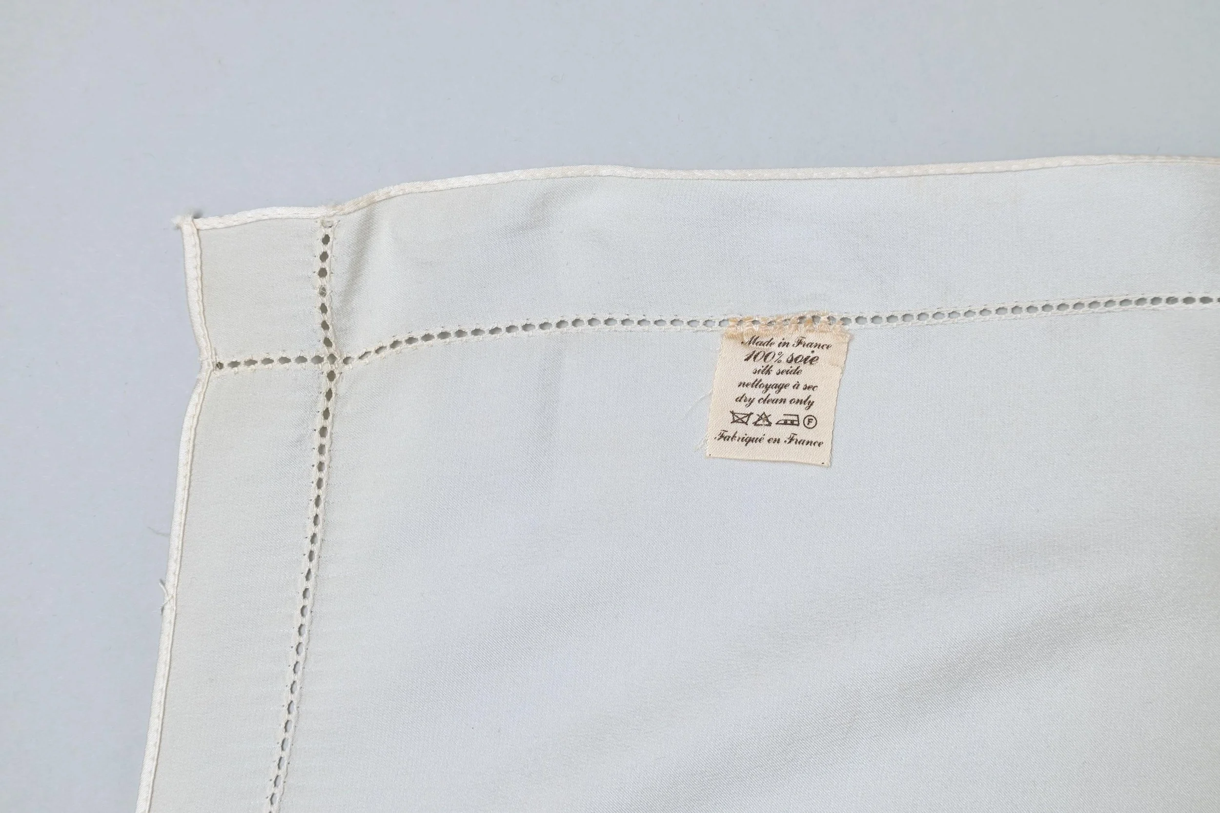 1980s Chantal Thomass ivory silk square handkerchief