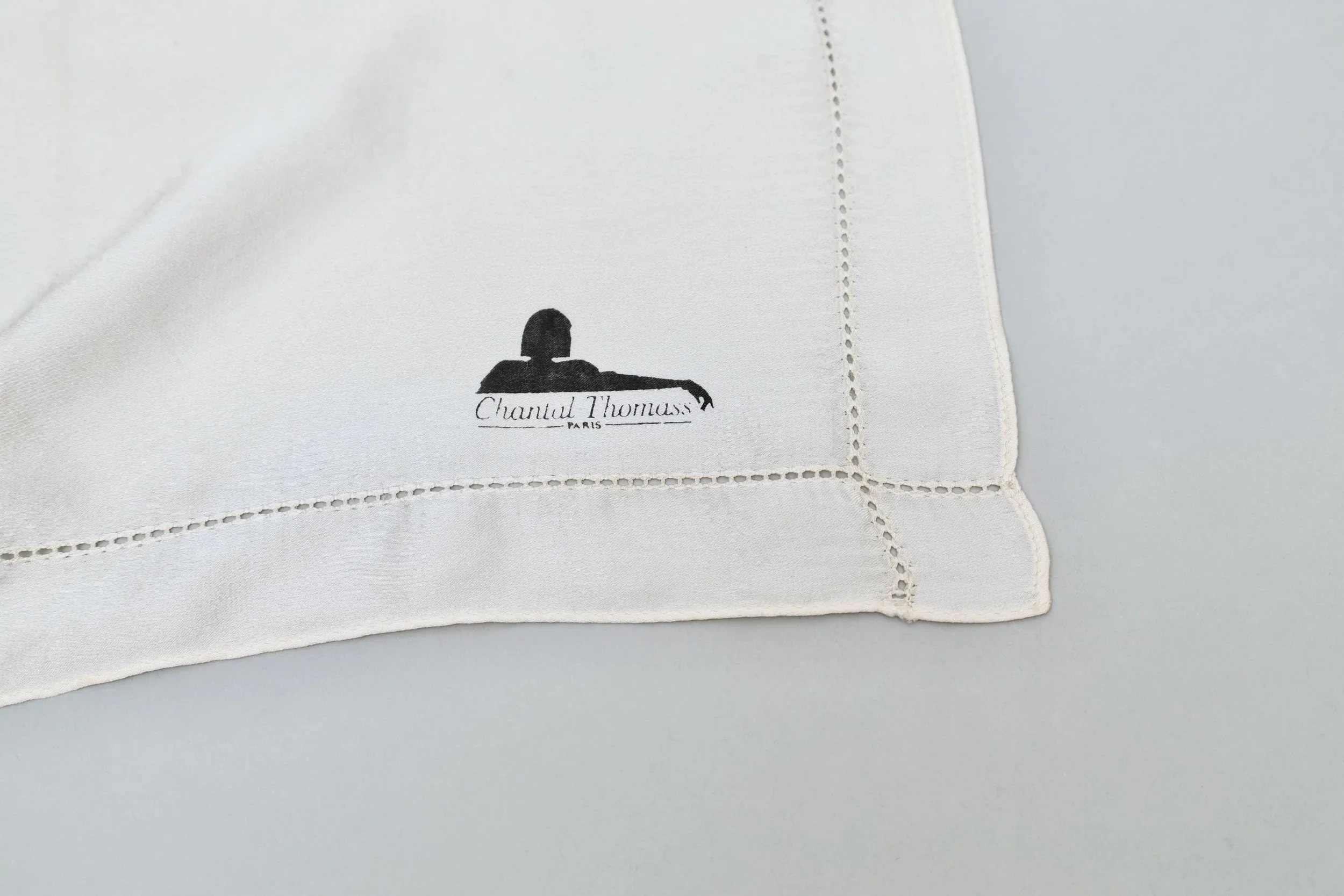 1980s Chantal Thomass ivory silk square handkerchief