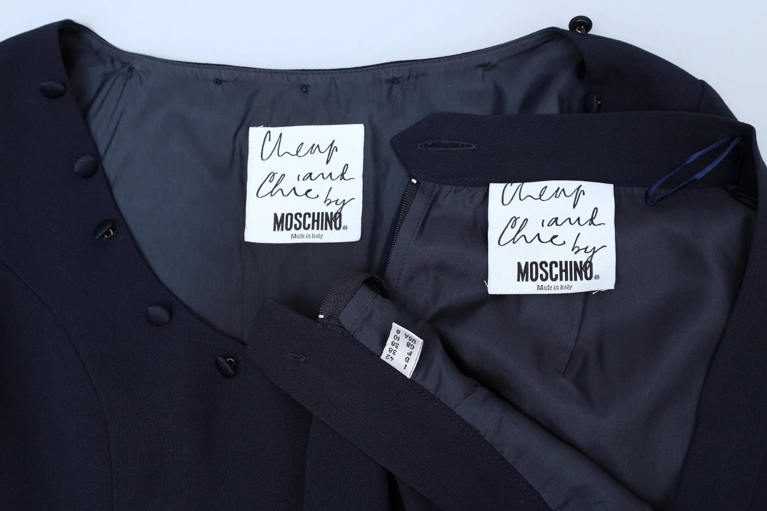 early 1990s Franco Moschino Cheap and Chic label tag