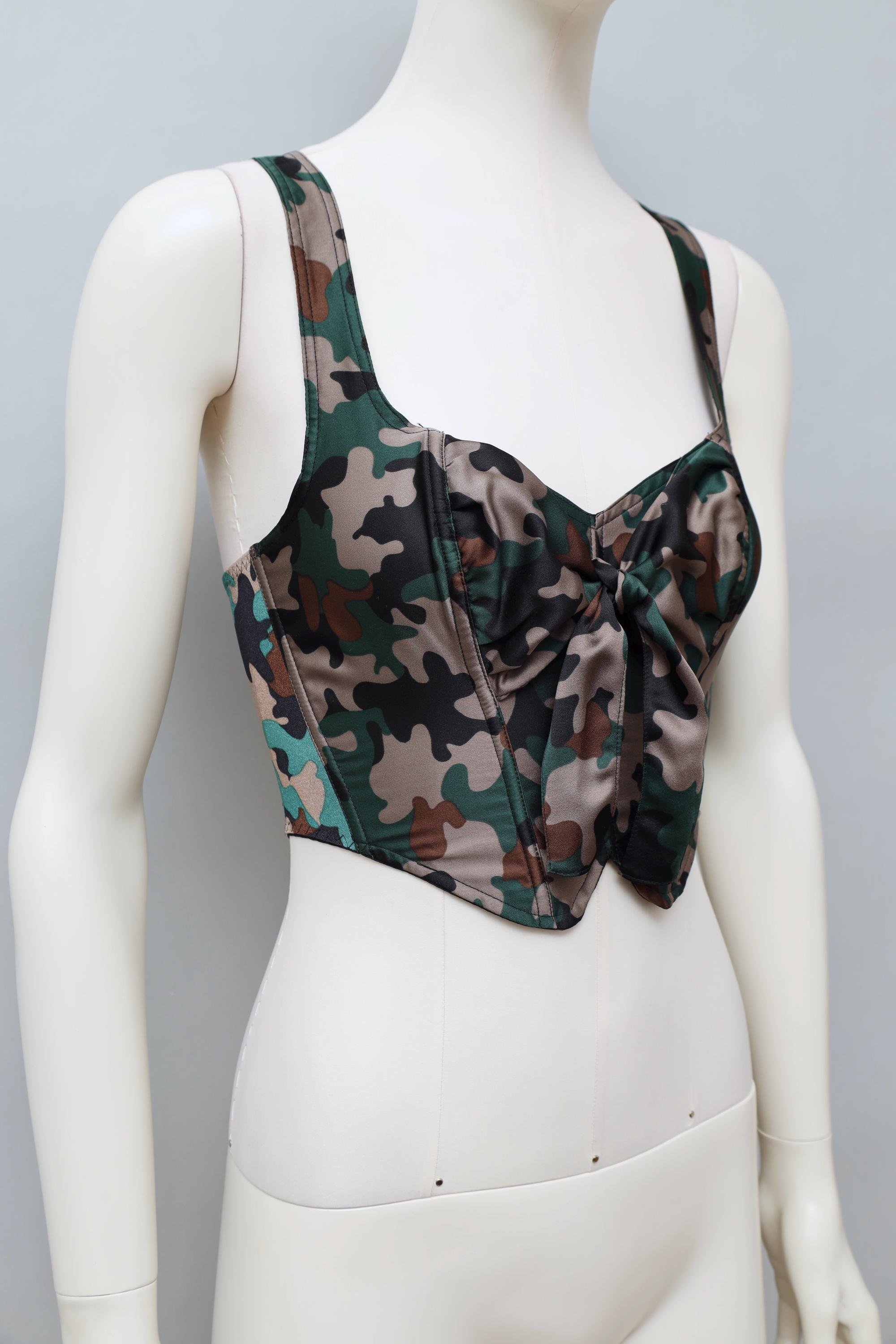 late 1980s Chantal Thomass satin camouflage bustier