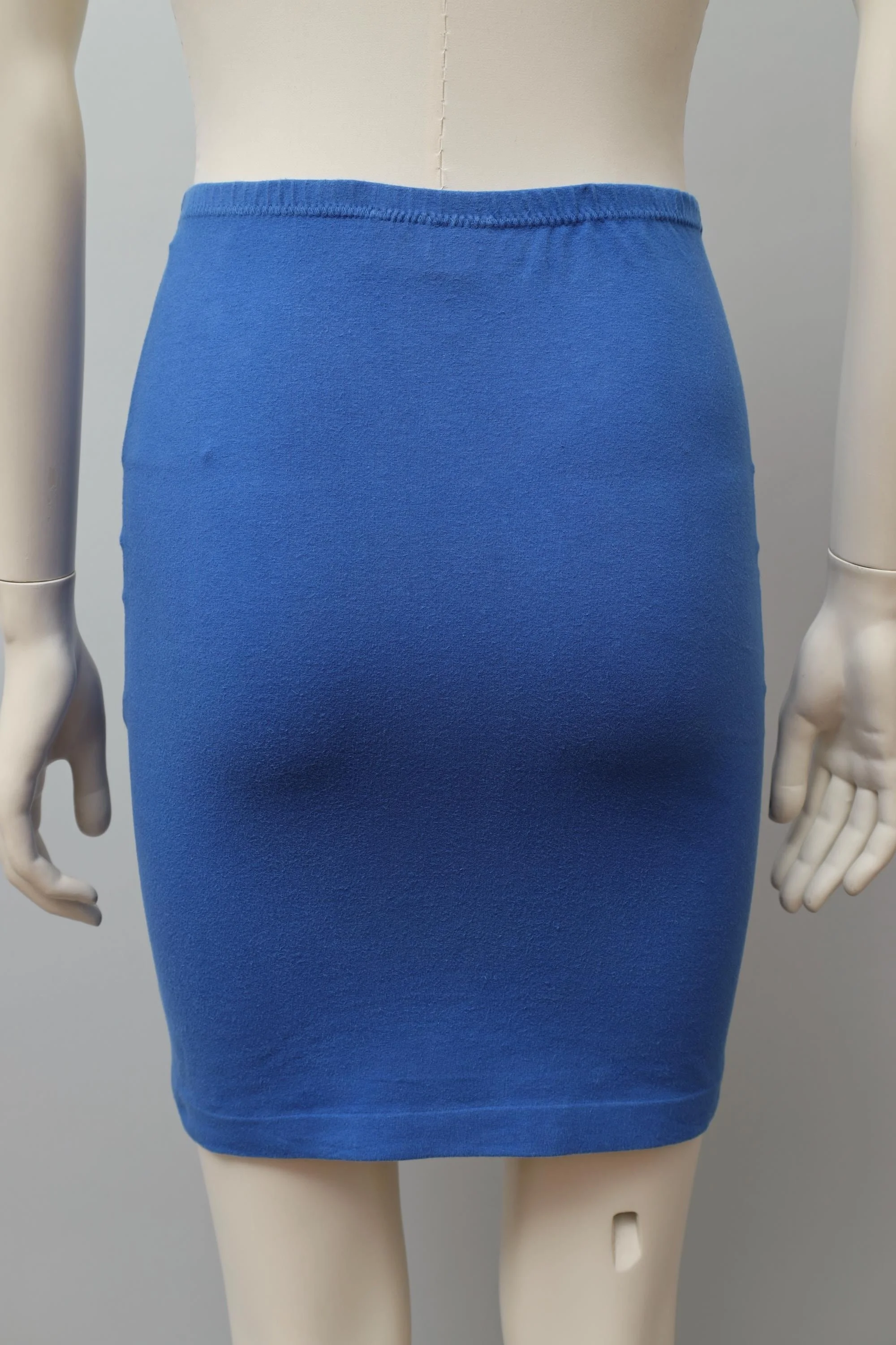 1980s Angelo Tarlazzi blue cotton stretch signature logo skirt