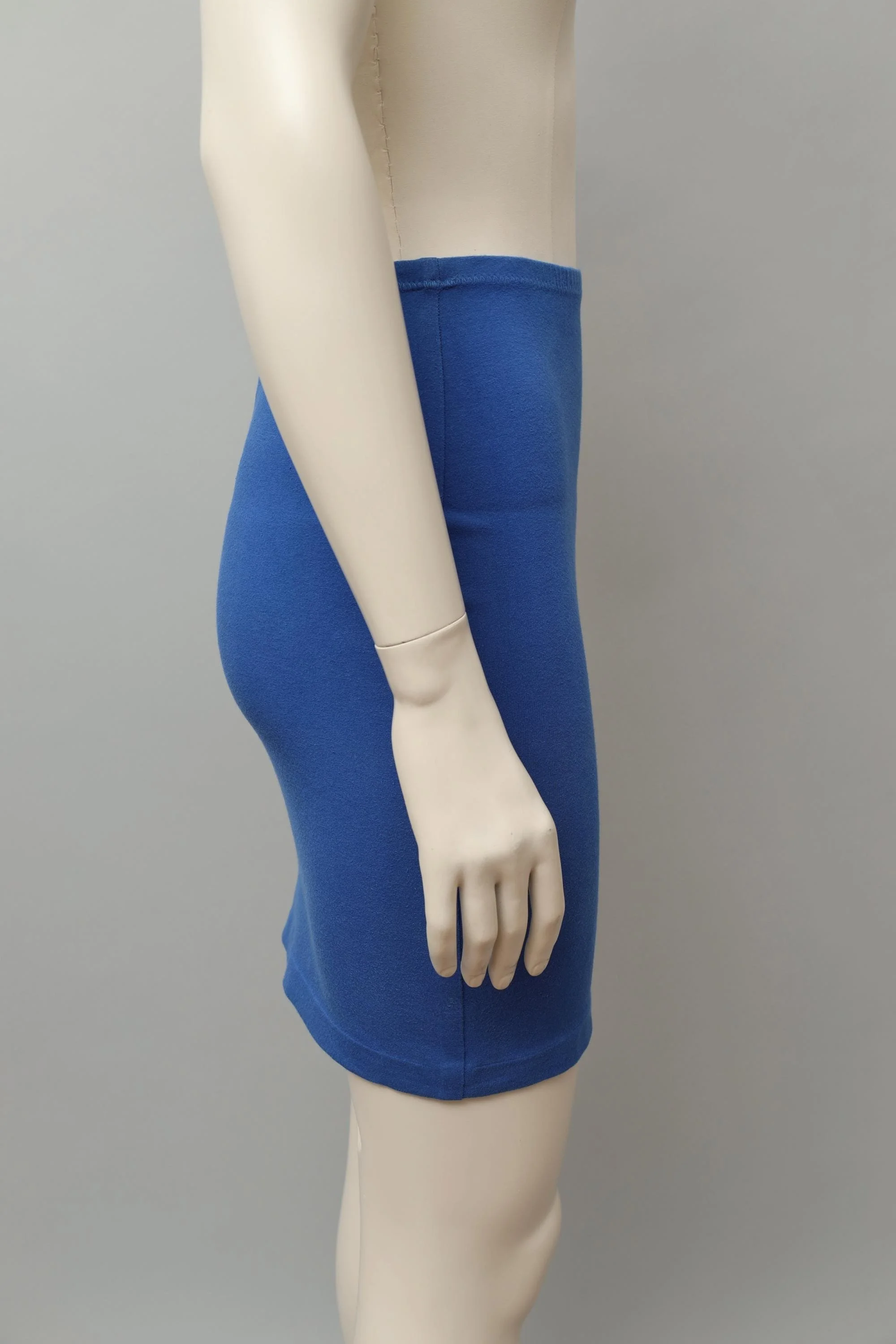 1980s Angelo Tarlazzi blue cotton stretch signature logo skirt