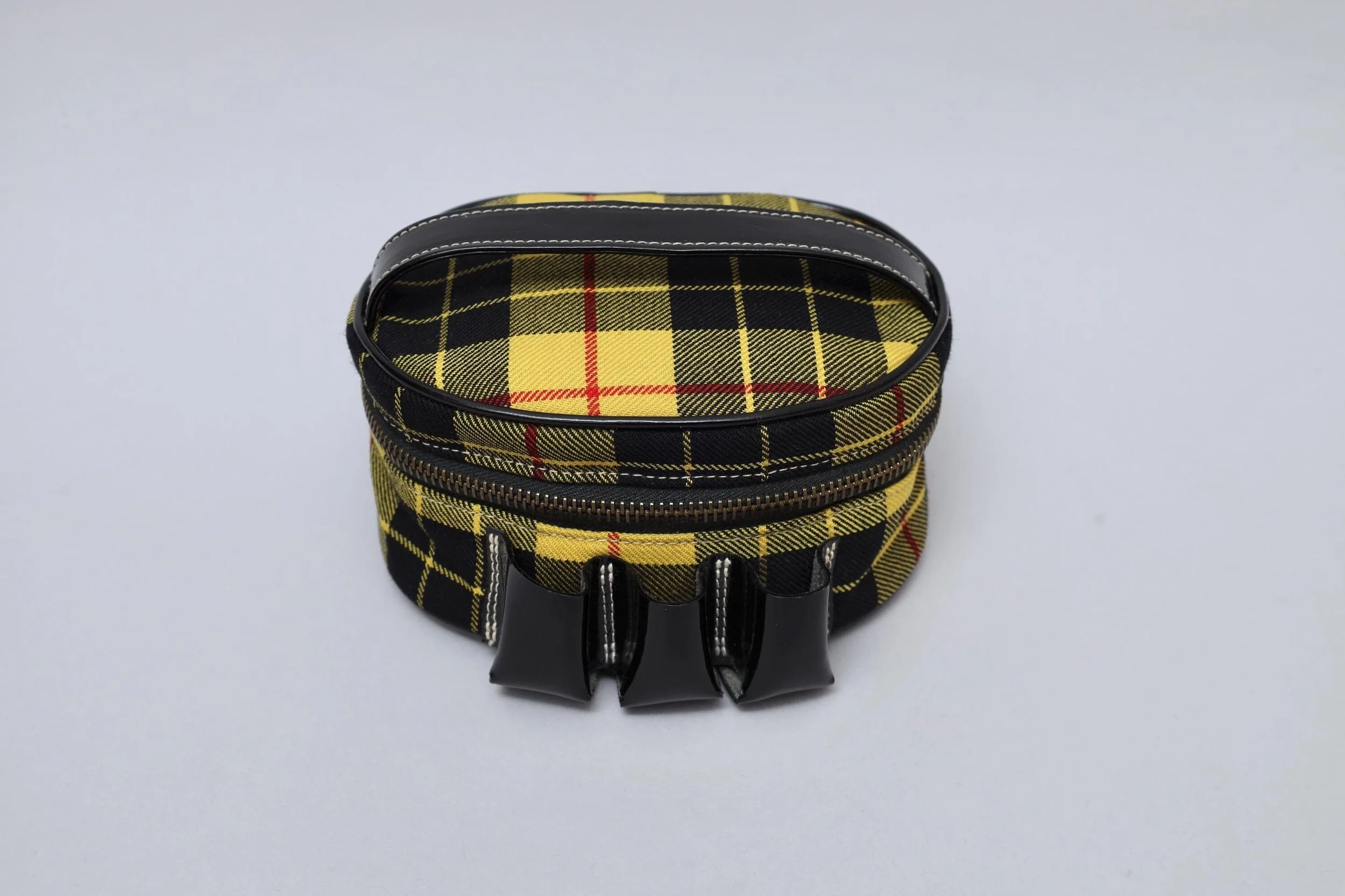 late 1980s Junior Gaultier yellow tartan cosmetics bag