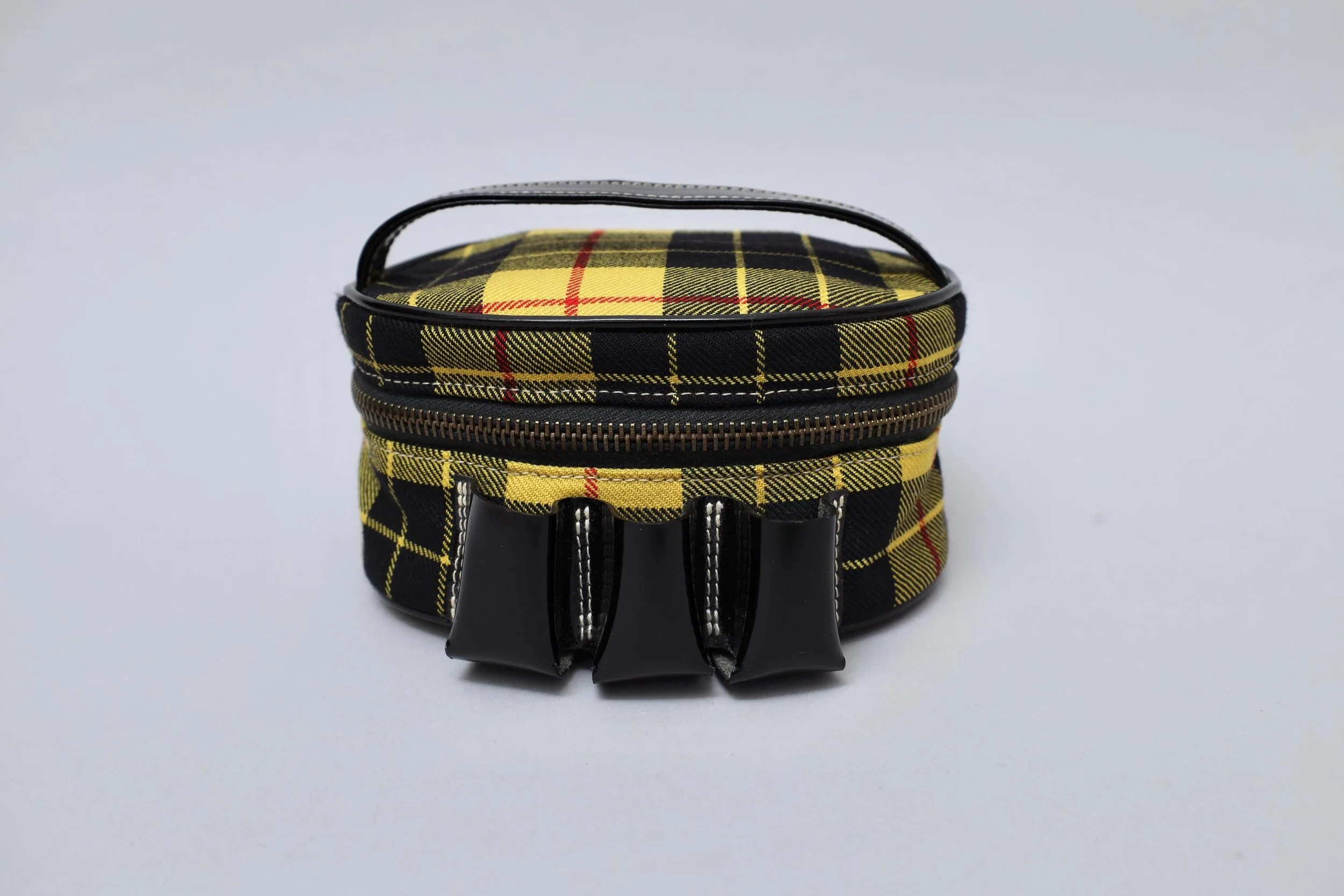 late 1980s Junior Gaultier yellow tartan cosmetics bag