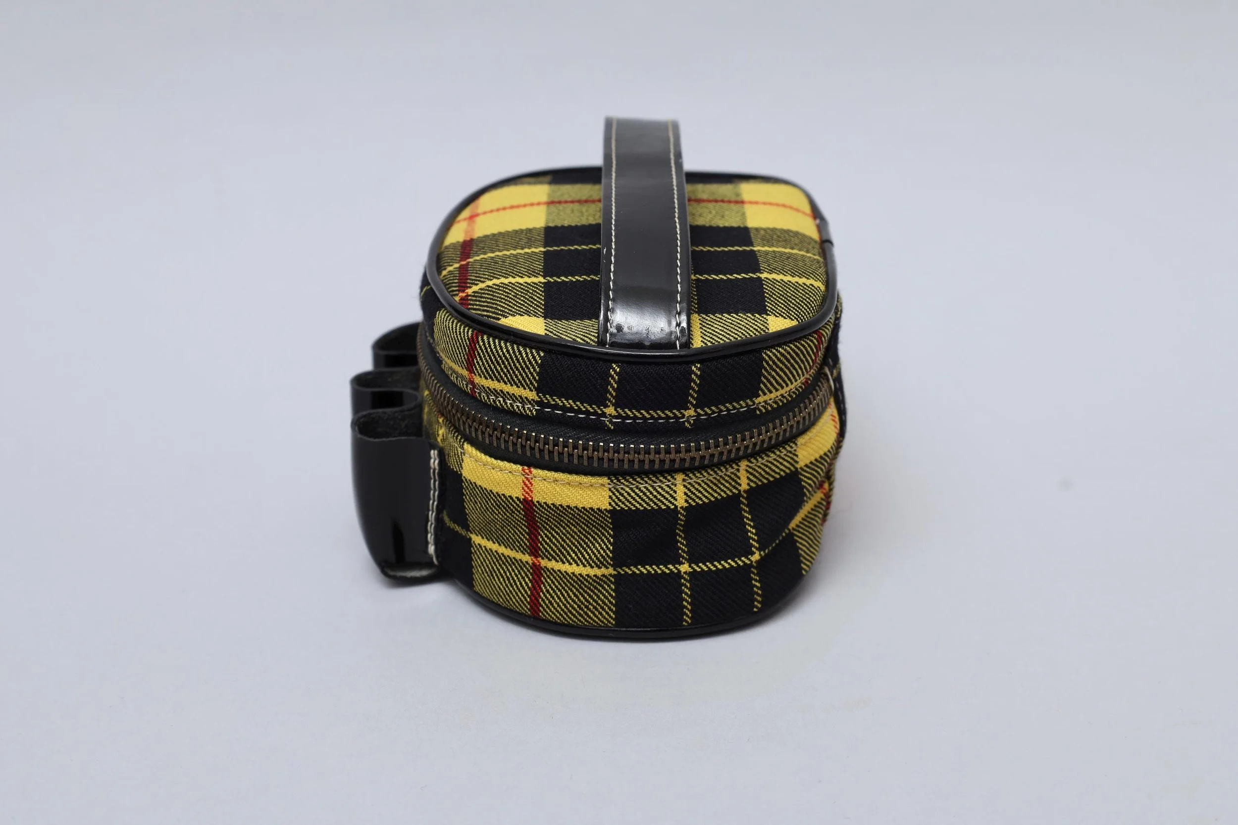 late 1980s Junior Gaultier yellow tartan cosmetics bag
