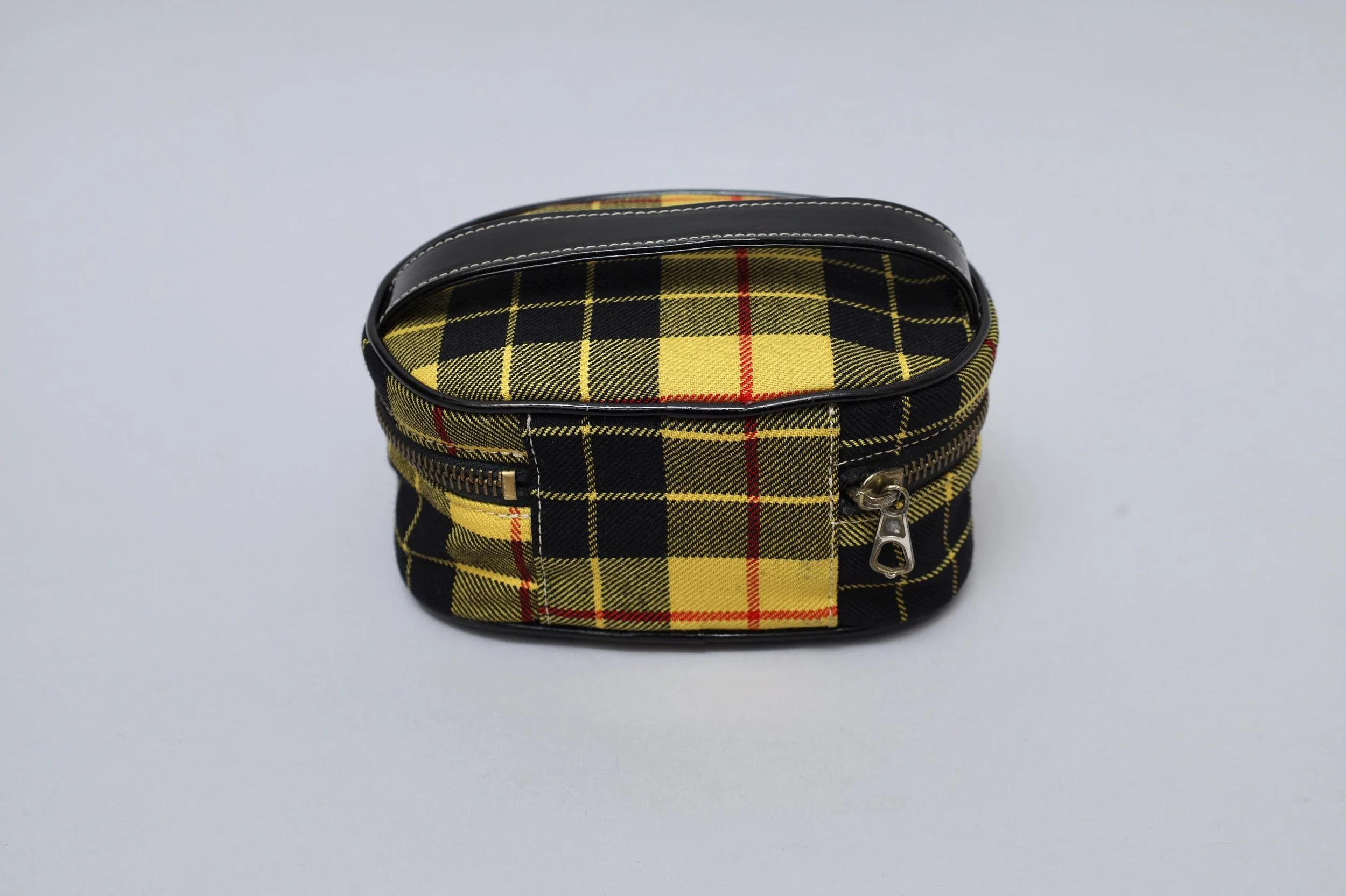 late 1980s Junior Gaultier yellow tartan cosmetics bag