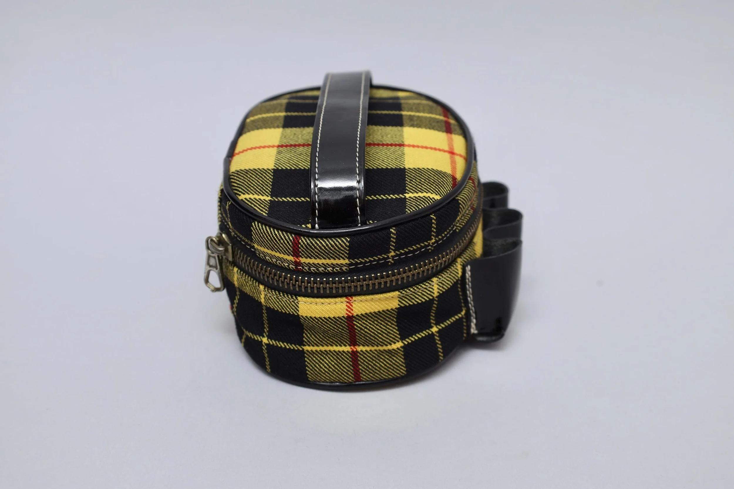 late 1980s Junior Gaultier yellow tartan cosmetics bag