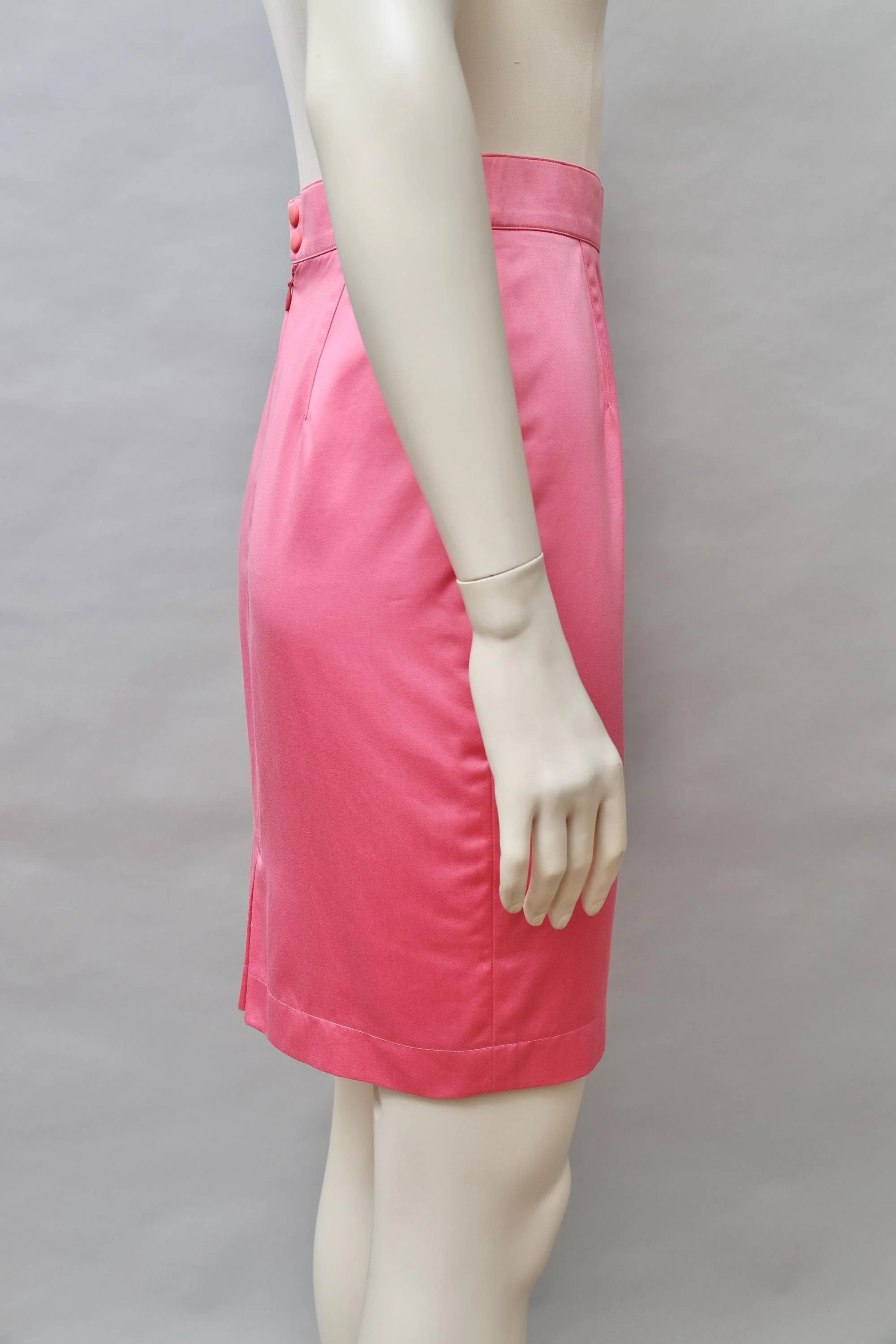 1990s Mugler by Thierry Mugler pink satin pencil skirt