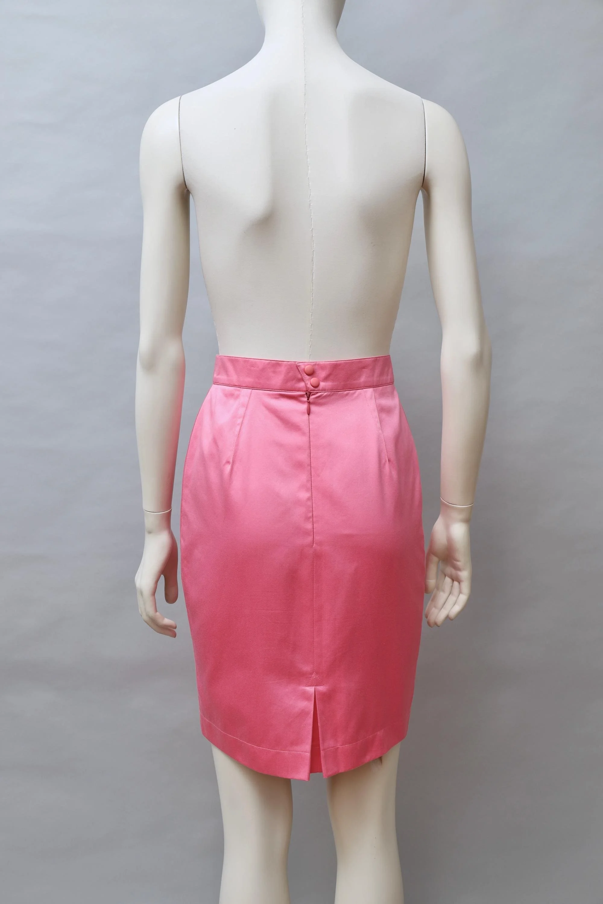 1990s Mugler by Thierry Mugler pink satin pencil skirt