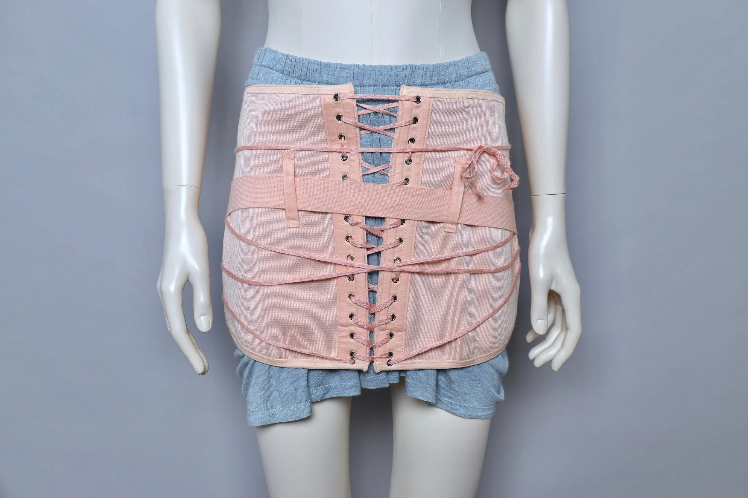 1960s Vintage French deadstock peach pink surgical corset