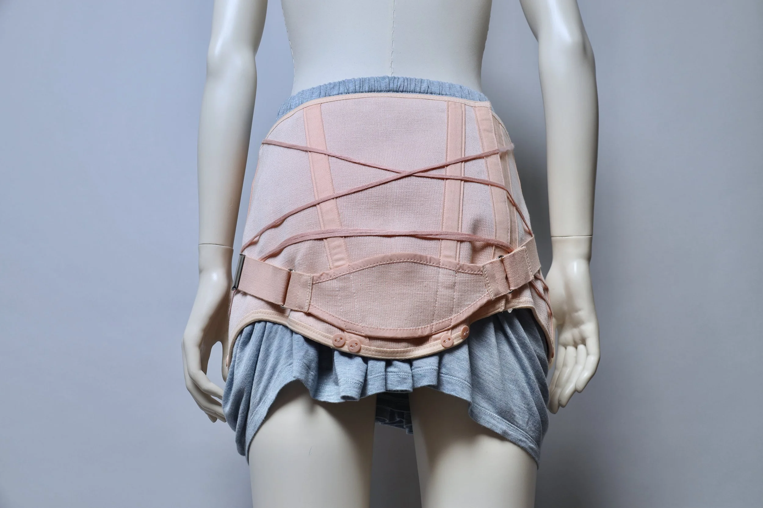 1960s Vintage French deadstock peach pink surgical corset