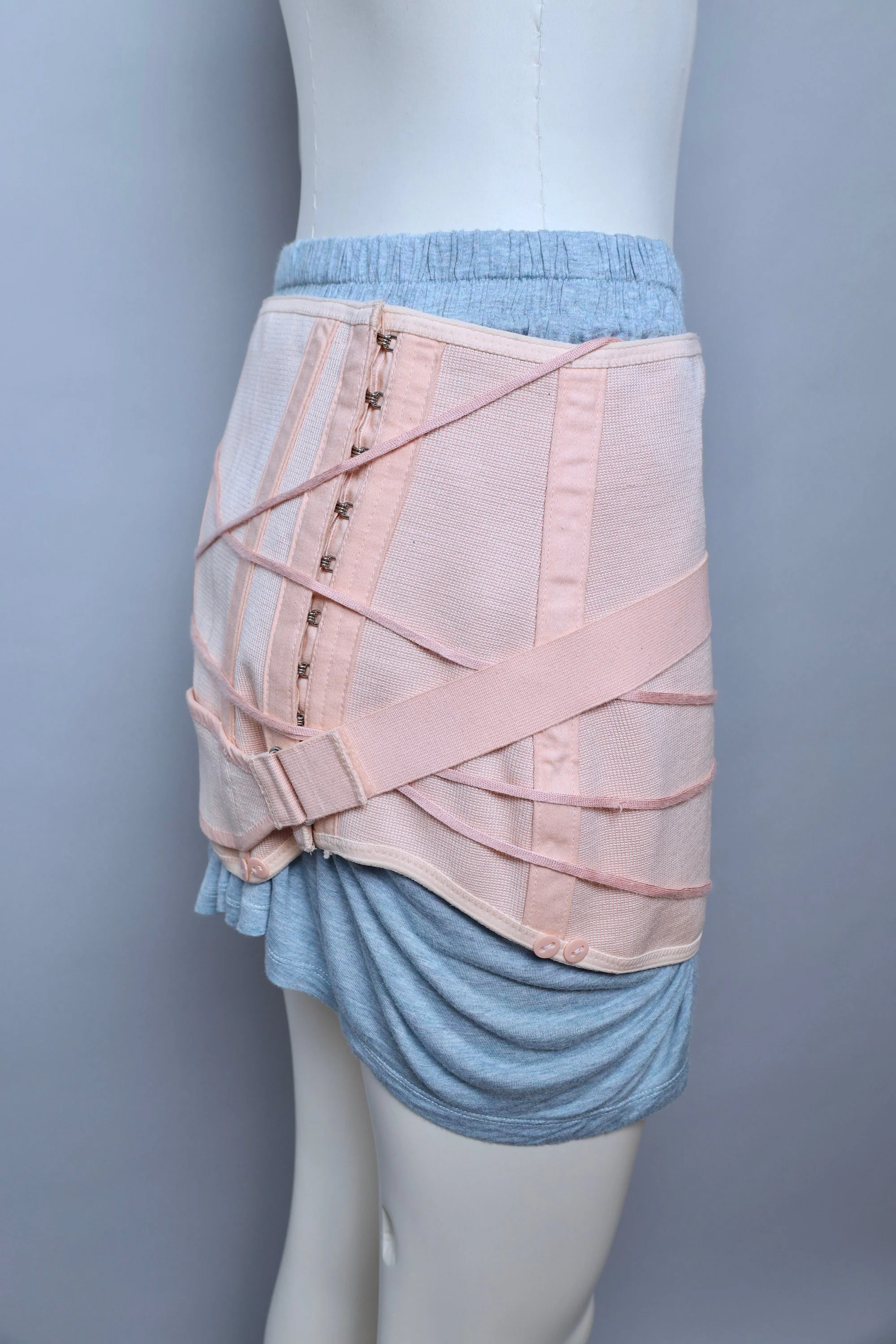 1960s Vintage French deadstock peach pink surgical corset