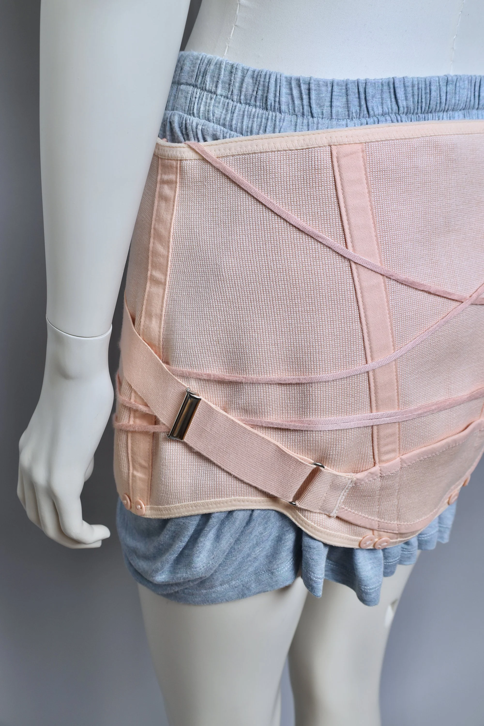 1960s Vintage French deadstock peach pink surgical corset