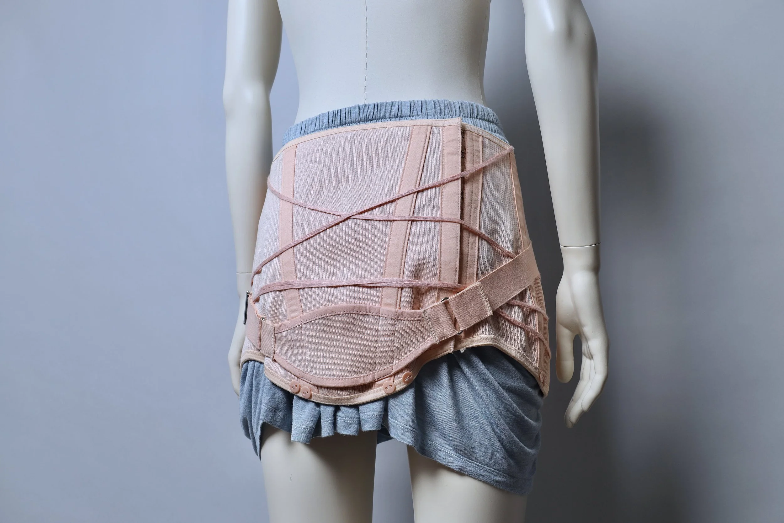 1960s Vintage French deadstock peach pink surgical corset