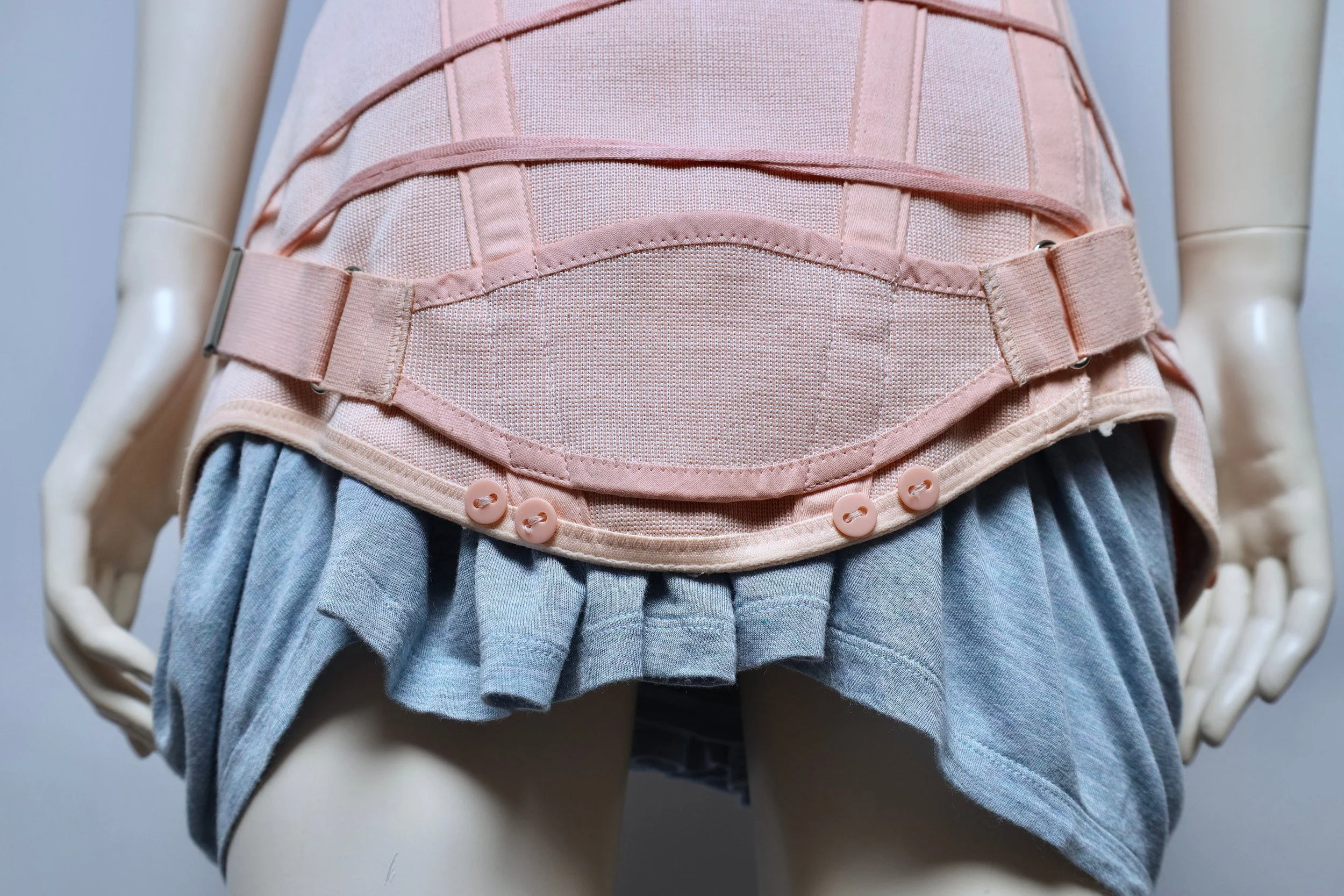 1960s Vintage French deadstock peach pink surgical corset