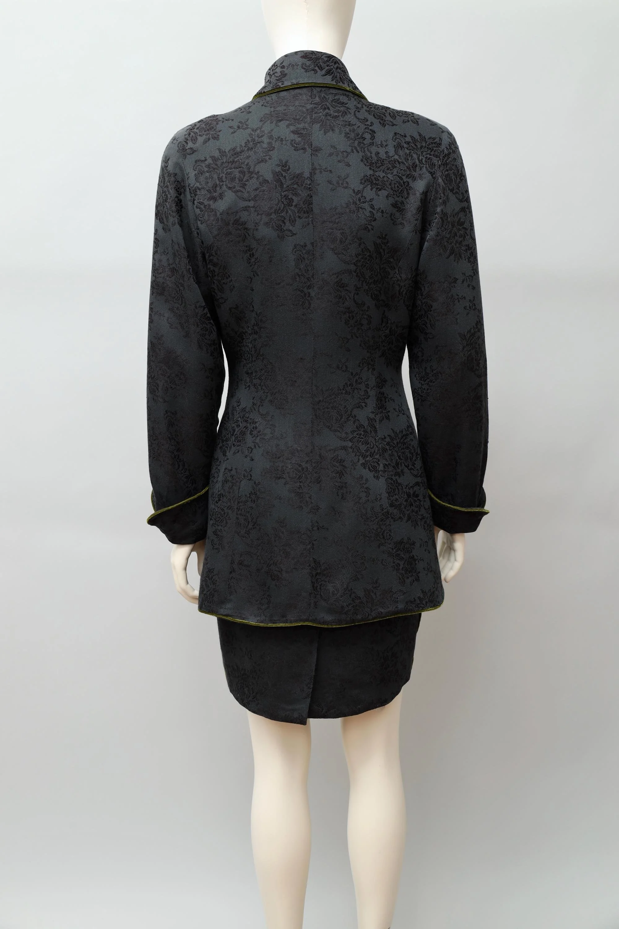 F/W 1990 Chantal Thomass black jacquard and green velvet ensemble