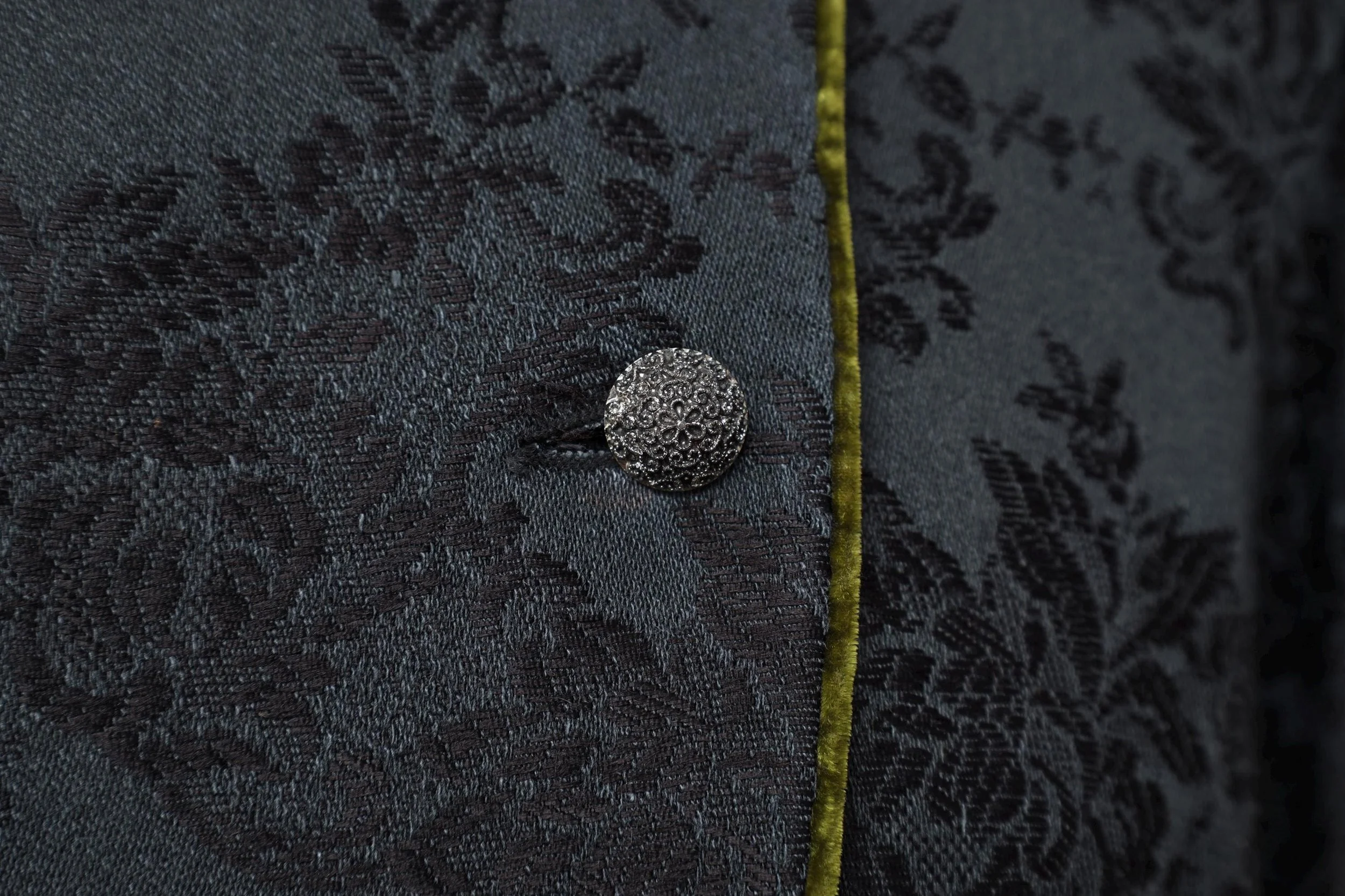 F/W 1990 Chantal Thomass black jacquard and green velvet detail