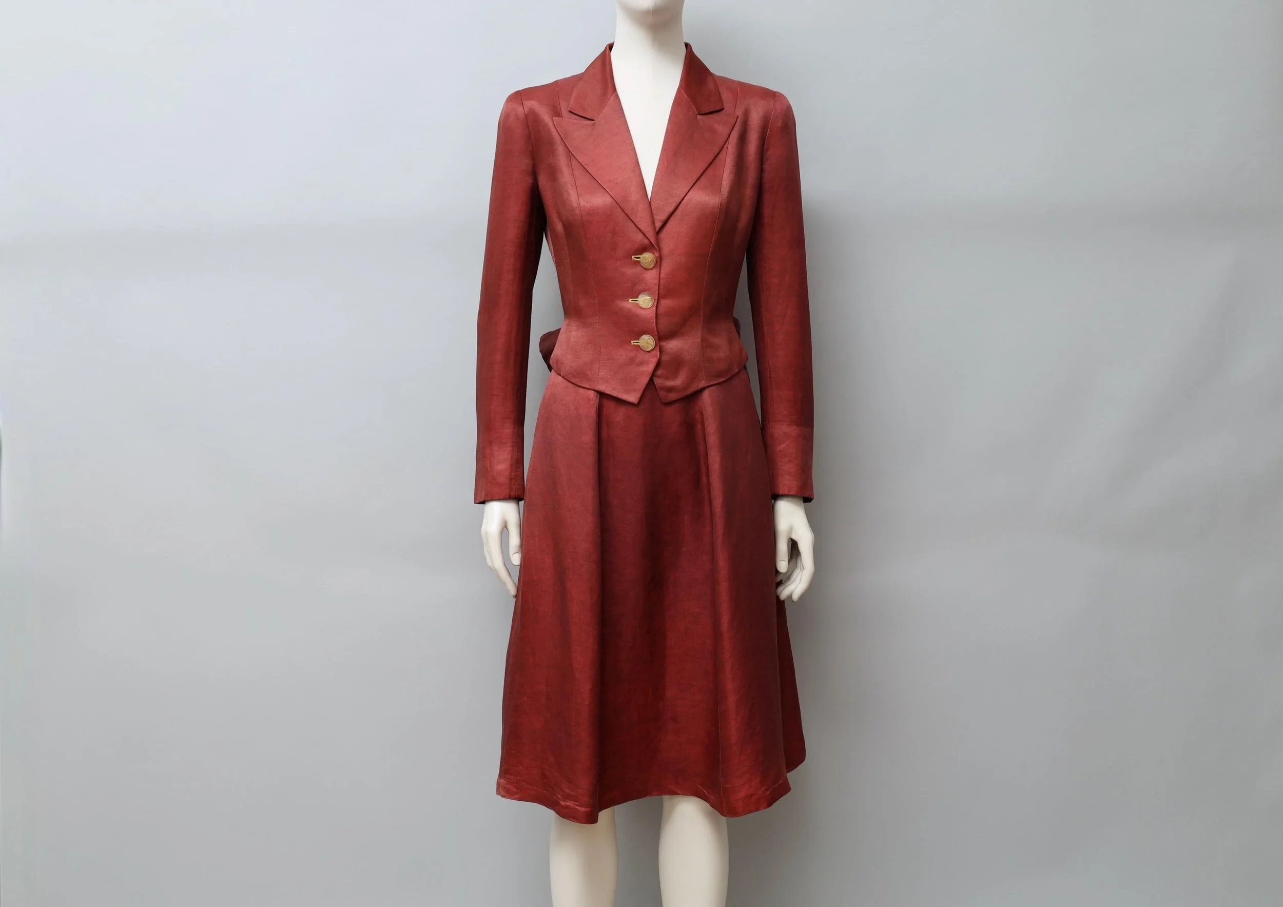 late 1980s Chantal Thomass garnet red silk linen ensemble