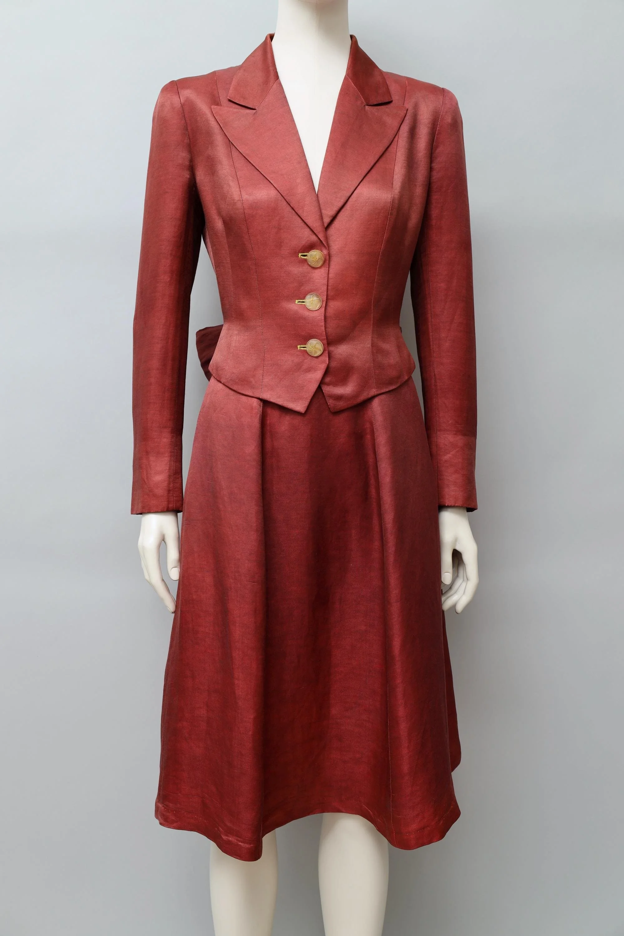 late 1980s Chantal Thomass garnet red silk linen ensemble