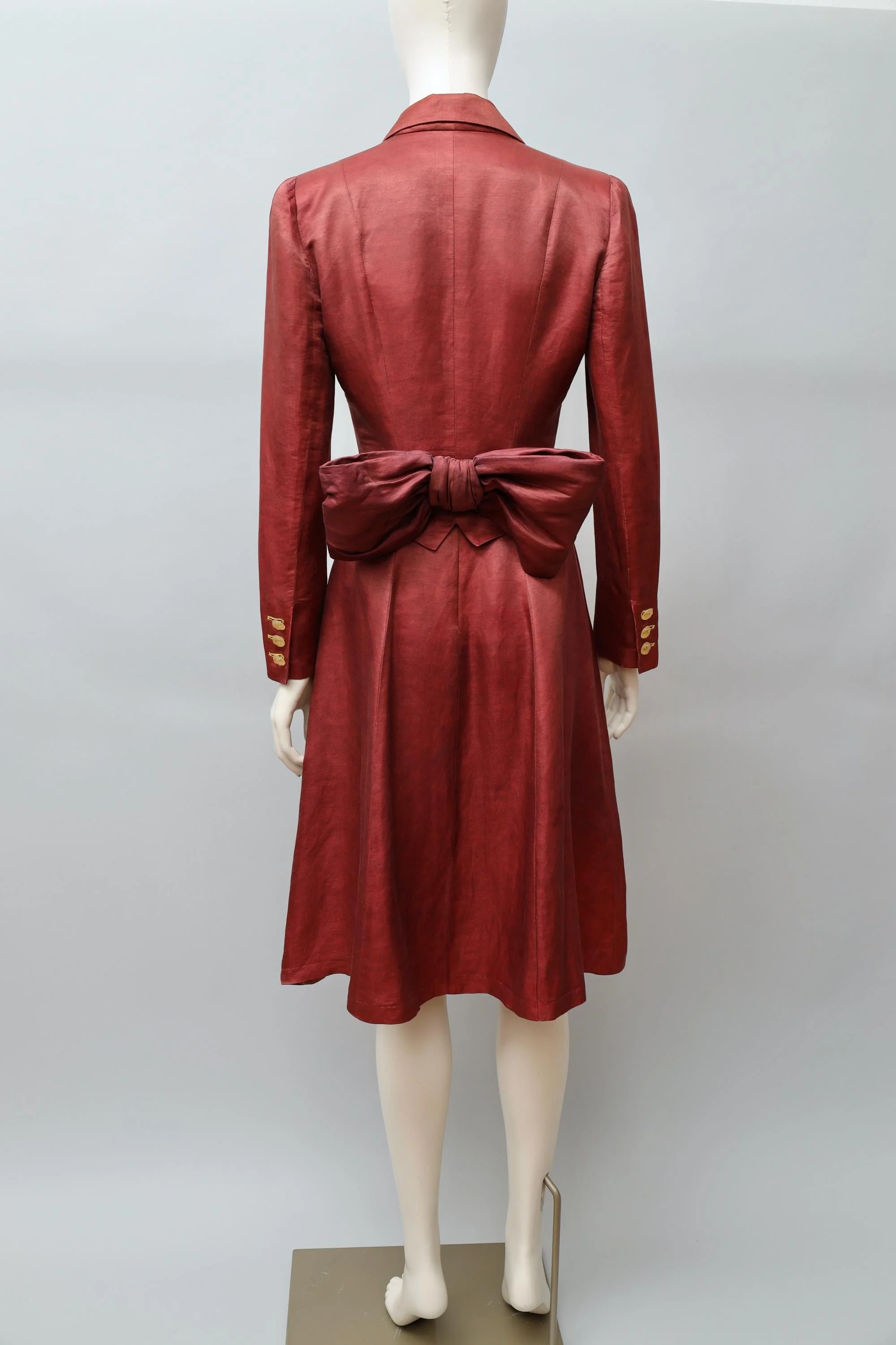 late 1980s Chantal Thomass garnet red silk linen ensemble